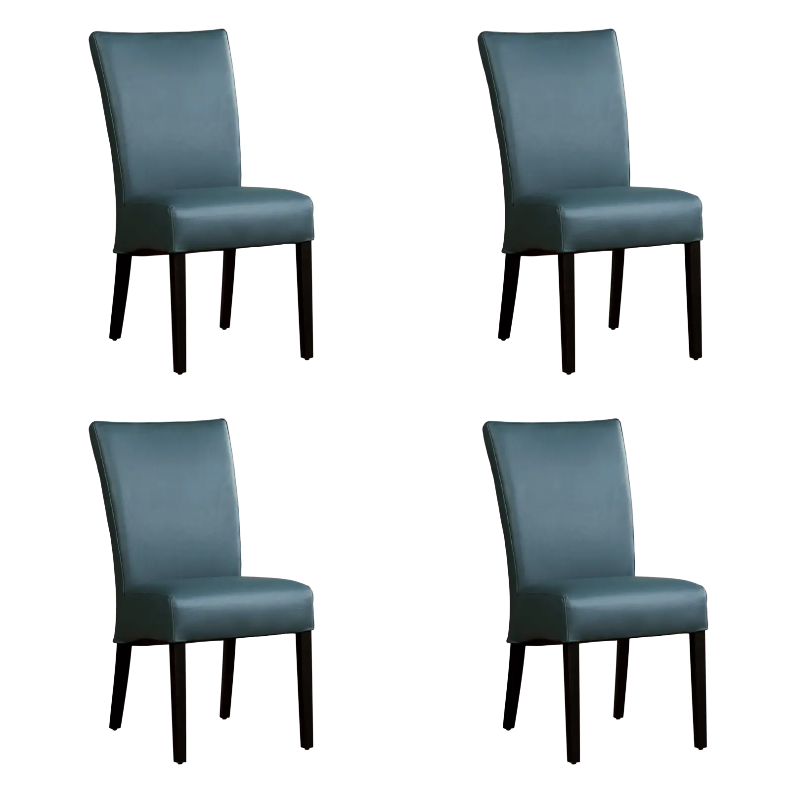afbeelding van Set van 4 Leren eetkamerstoelen Just - Toledo Whale (blauw/grijs) - Poten hout zwart
