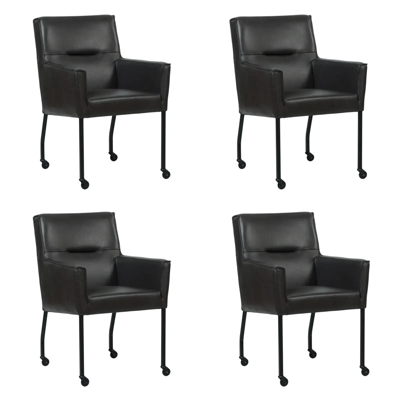 afbeelding van Set van 4 Leren eetkamerstoelen Lucky - Granada Ebony (donkerbruin)