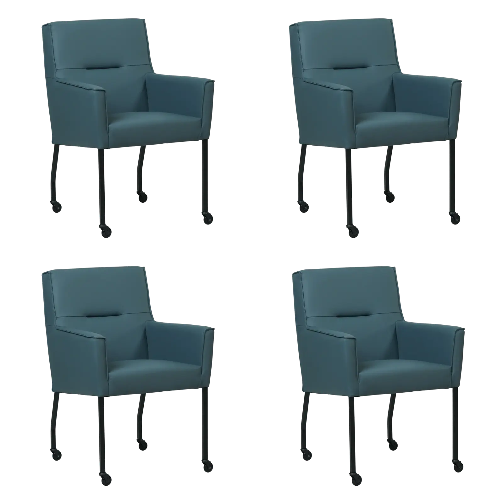 afbeelding van Set van 4 Leren eetkamerstoelen Lucky - Toledo Whale (blauw/grijs)