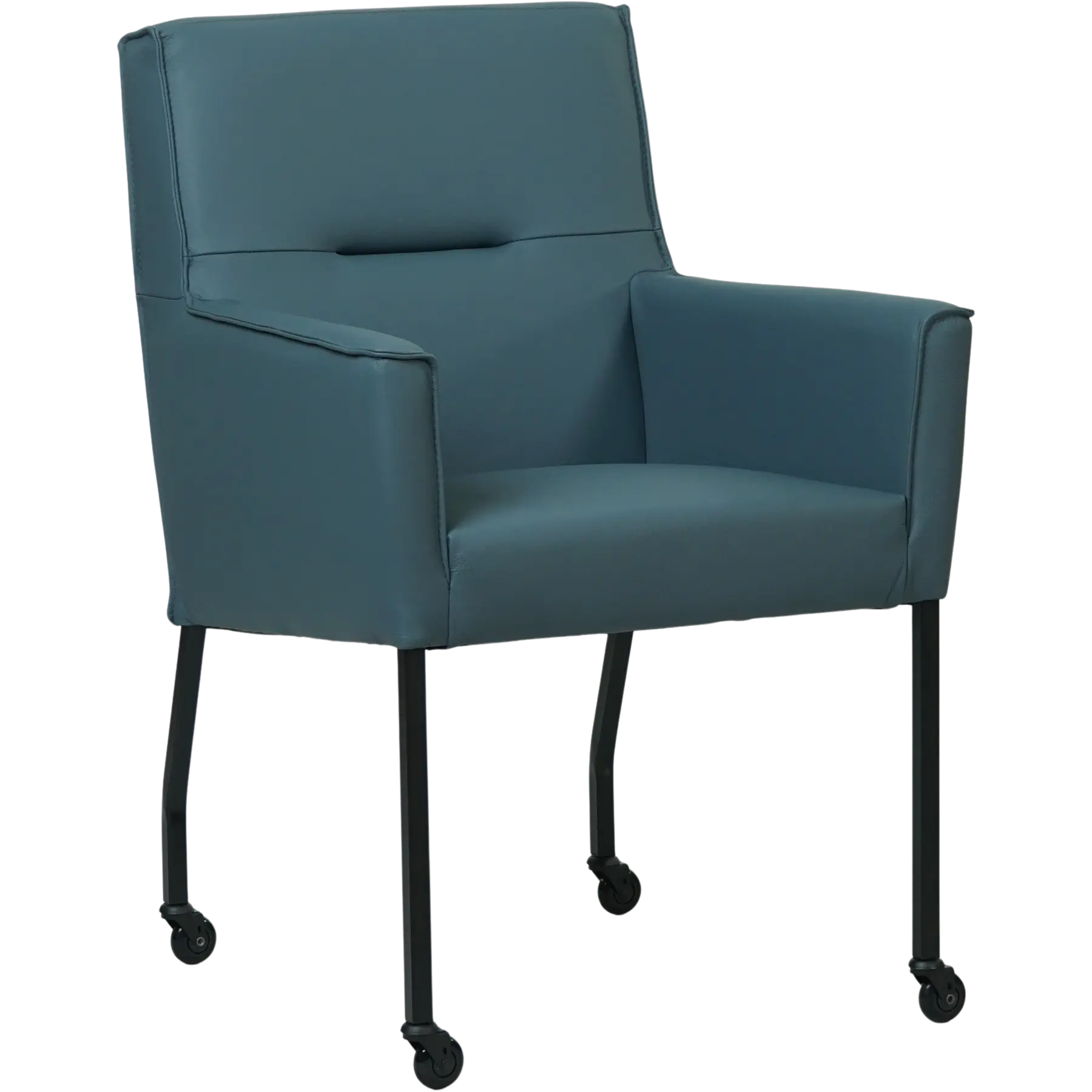 afbeelding van Set van 4 Leren eetkamerstoelen Lucky - Toledo Whale (blauw/grijs)