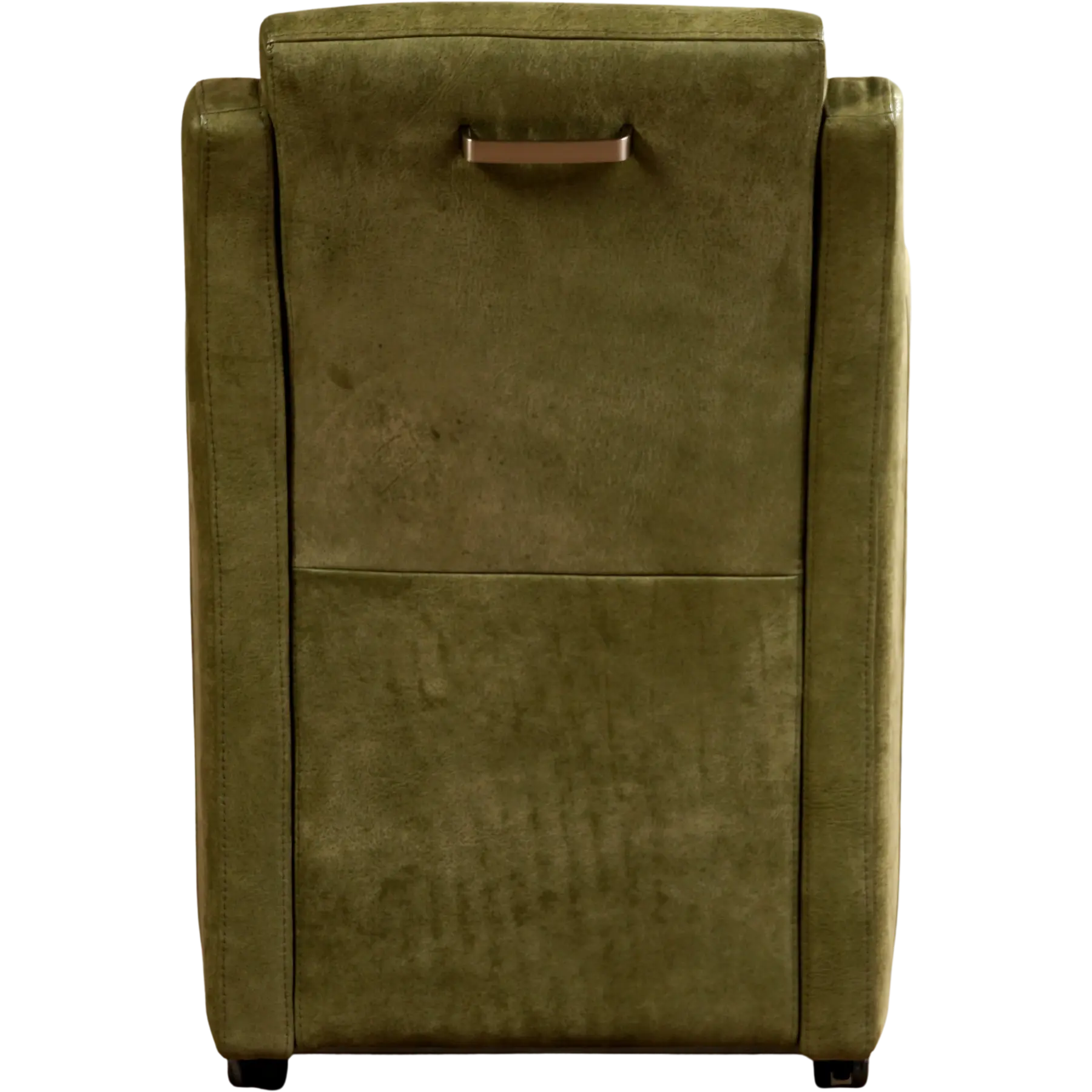 afbeelding van Set van 4 Leren eetkamerstoelen Mass - Kenia Olive (olijf) - Met handgreep RVS