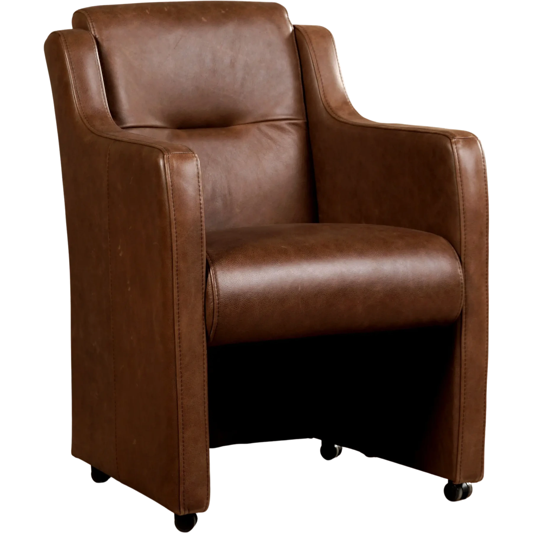 afbeelding van Set van 4 Leren eetkamerstoelen Mass - Vintage Brown (bruin) - Zonder handgreep