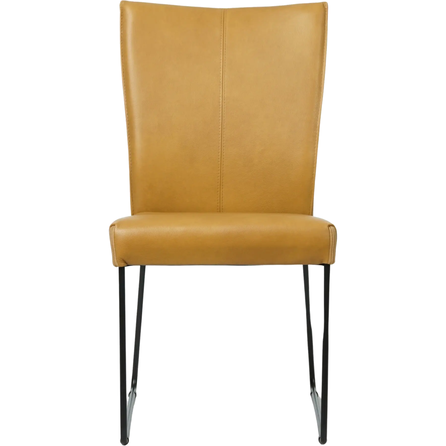 afbeelding van Set van 4 Leren eetkamerstoelen Mate - Granada Amber (cognac) - U-poot staal rond zwart