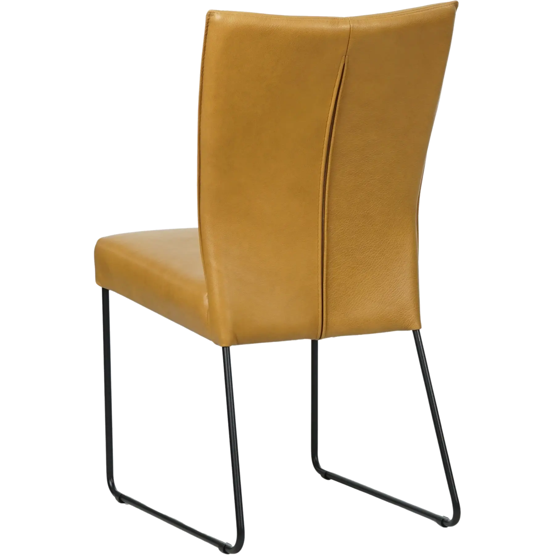afbeelding van Set van 4 Leren eetkamerstoelen Mate - Granada Amber (cognac) - U-poot staal rond zwart