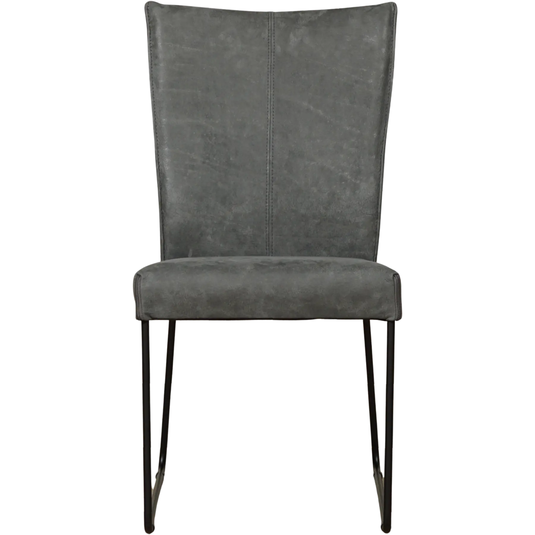 afbeelding van Set van 4 Leren eetkamerstoelen Mate - Kenia Antracite (grijs) - U-poot staal rond zwart