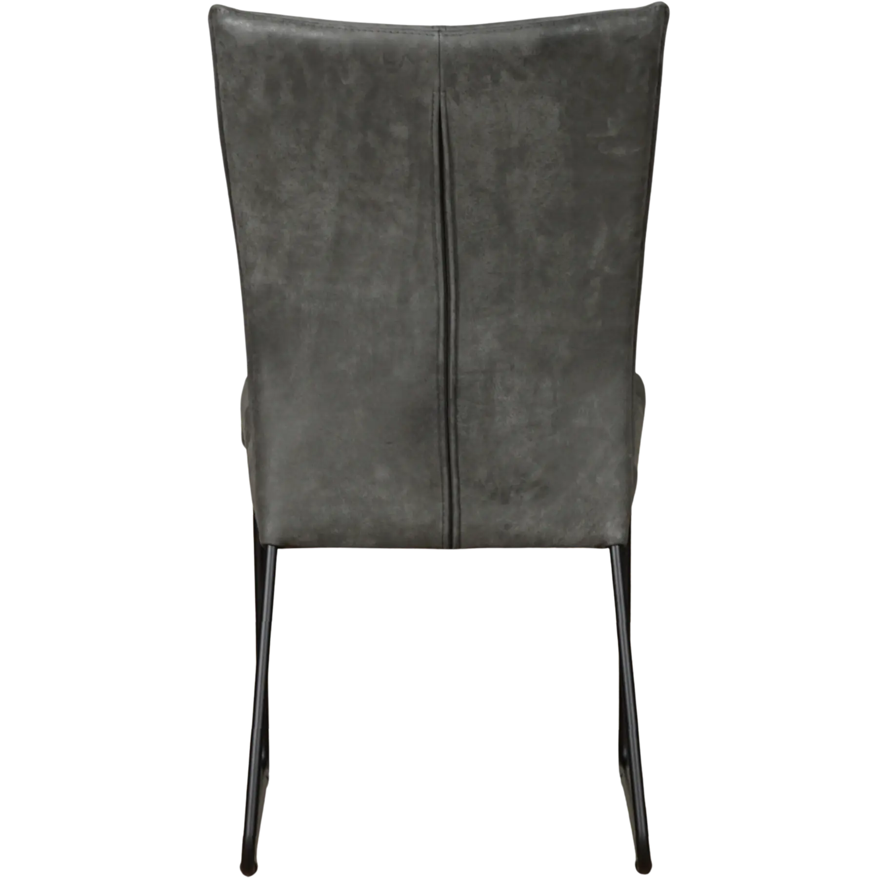 afbeelding van Set van 4 Leren eetkamerstoelen Mate - Kenia Antracite (grijs) - U-poot staal rond zwart