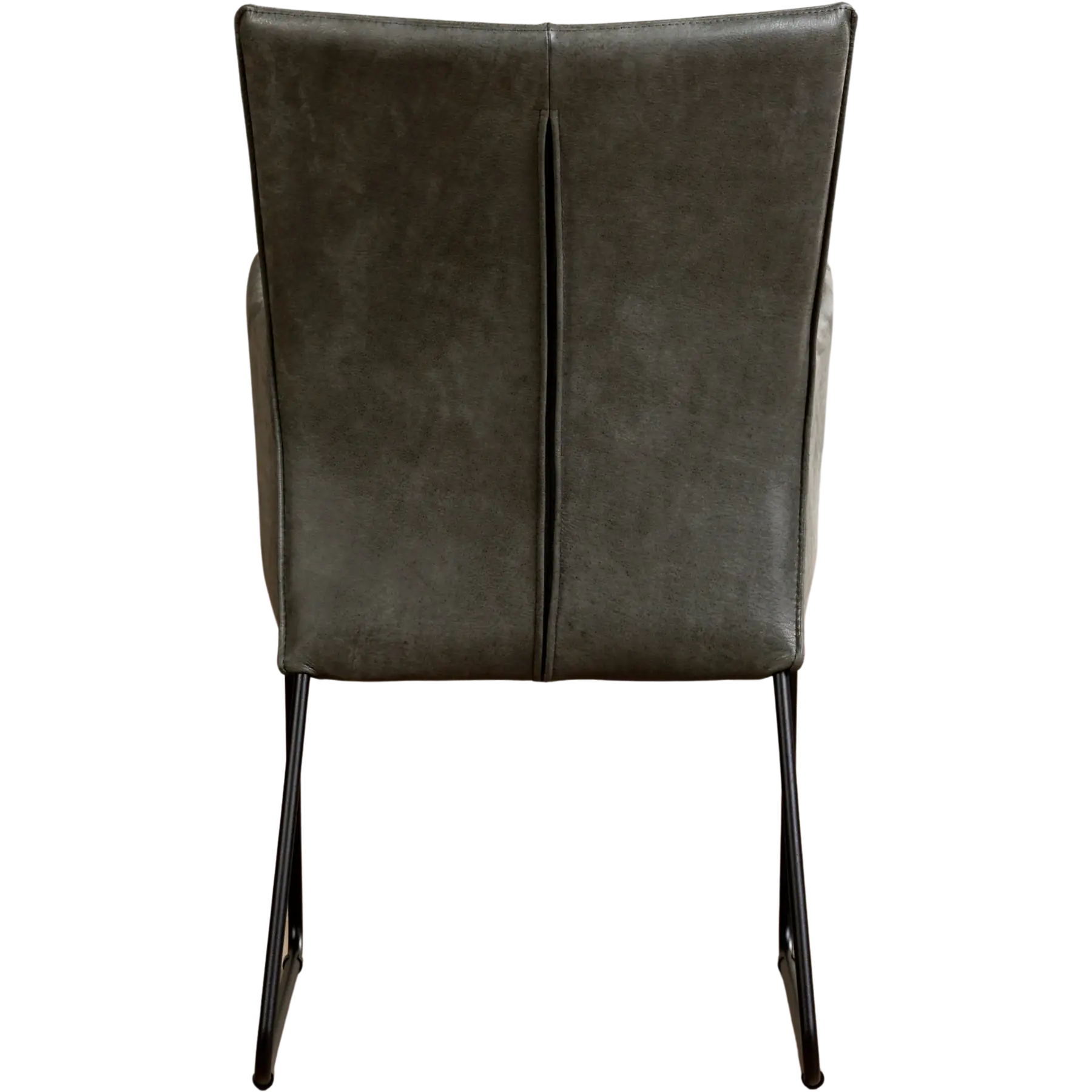 afbeelding van Set van 4 Leren eetkamerstoelen Mate met armleuning - Kenia Antracite (grijs) - U-poot staal rond zwart