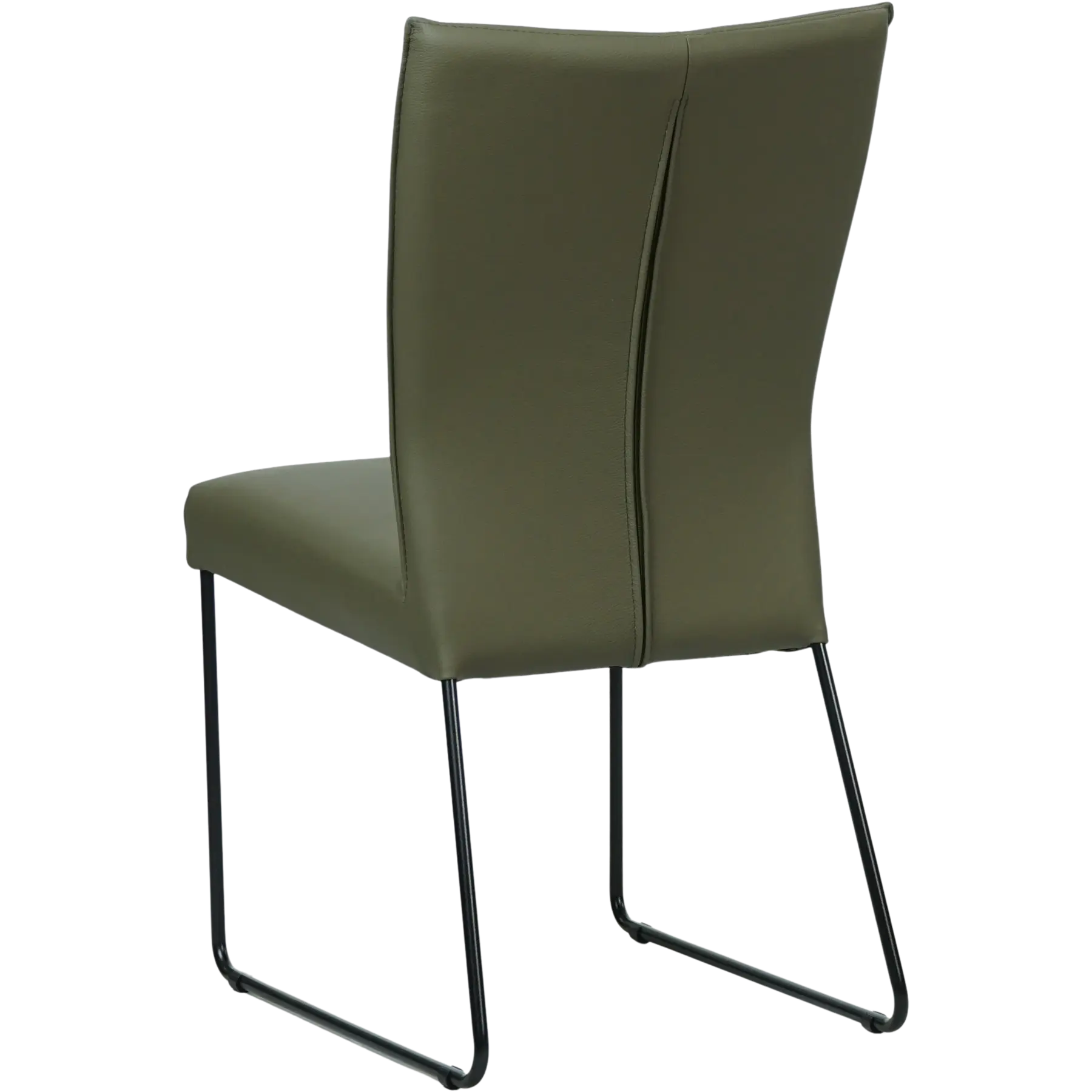 afbeelding van Set van 4 Leren eetkamerstoelen Mate - Toledo Olive (olijf/goen) - U-poot staal rond zwart