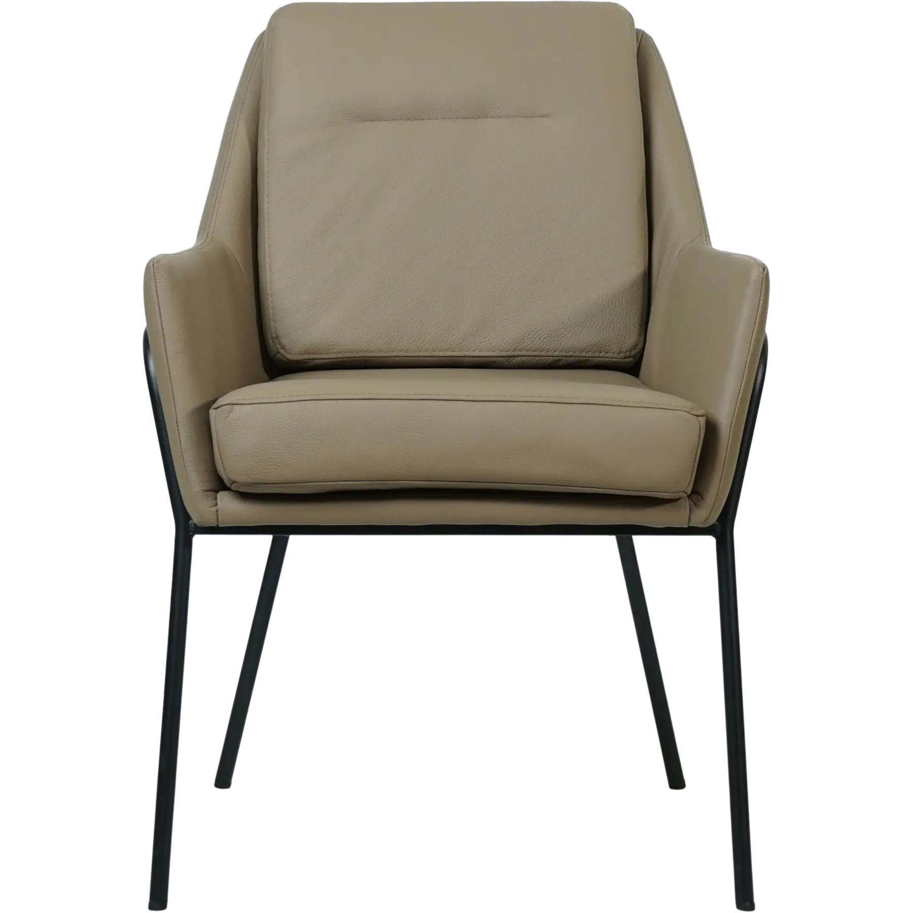 afbeelding van Set van 4 Leren eetkamerstoelen Mix - Hermes Mocca (taupe/bruin) - Poten staal rond zwart