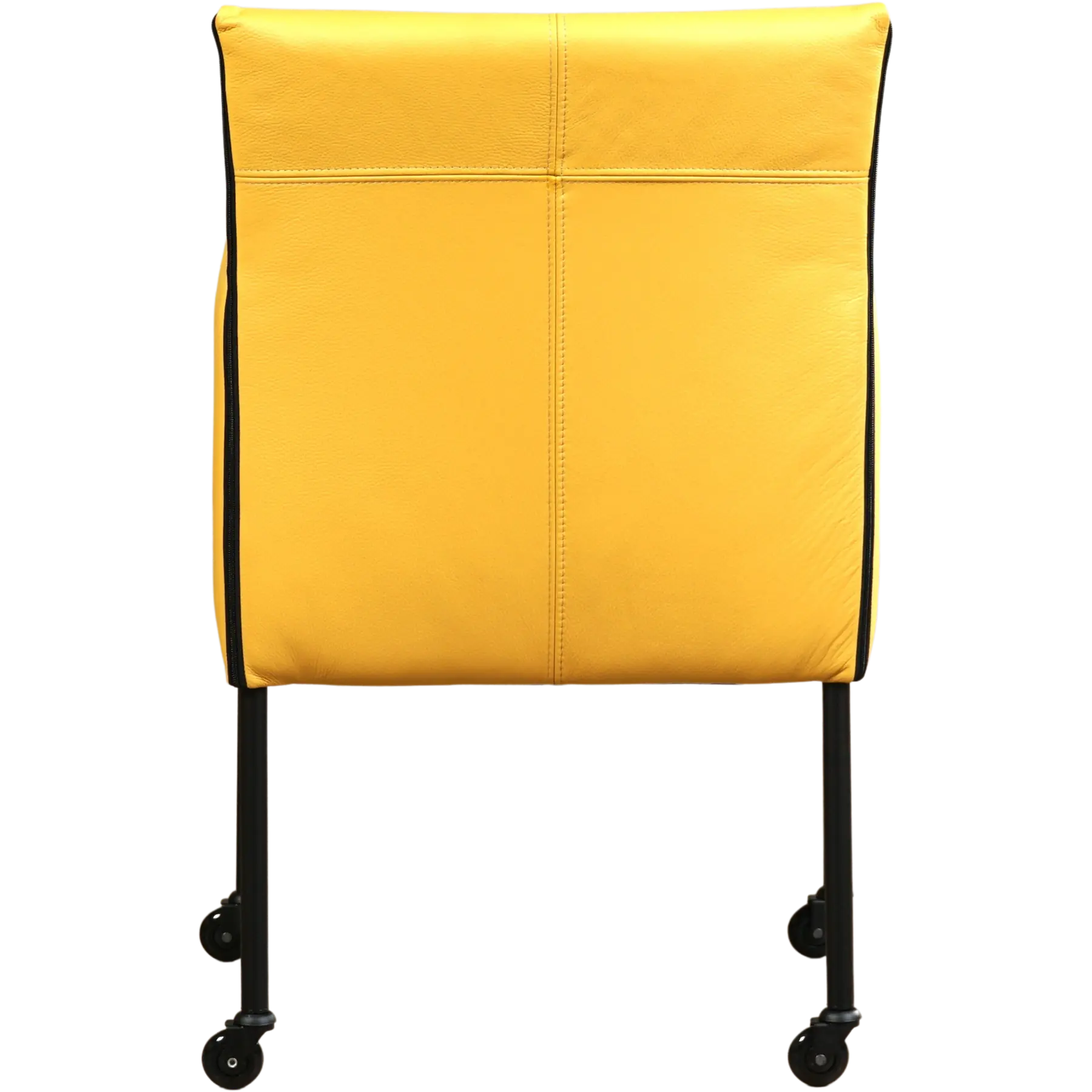 afbeelding van Set van 4 Leren eetkamerstoelen More - Toledo Giallo (geel) - Poten staal rond zwart