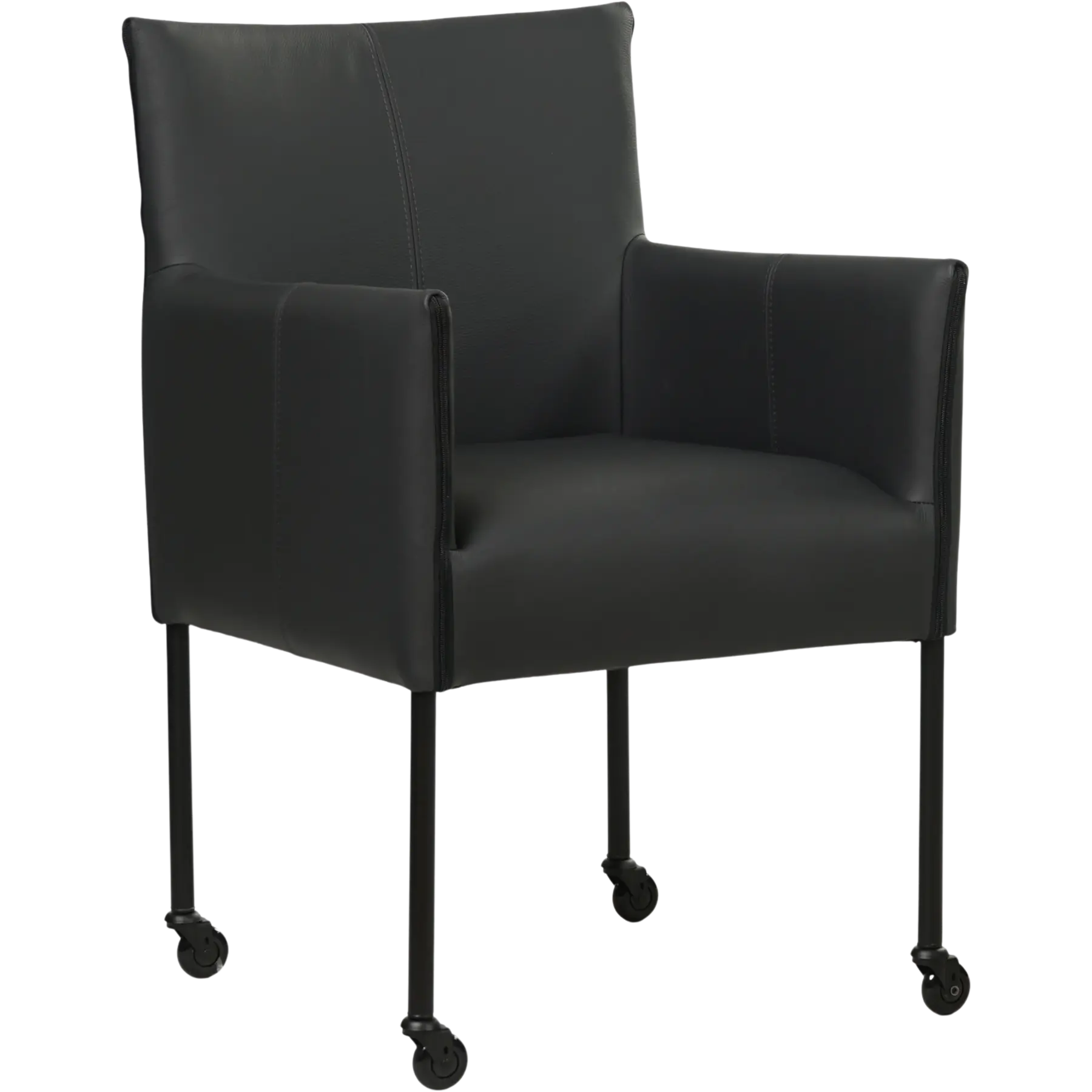 afbeelding van Set van 4 Leren eetkamerstoelen More - Toledo Pacific (donkerblauw) - Poten staal rond zwart