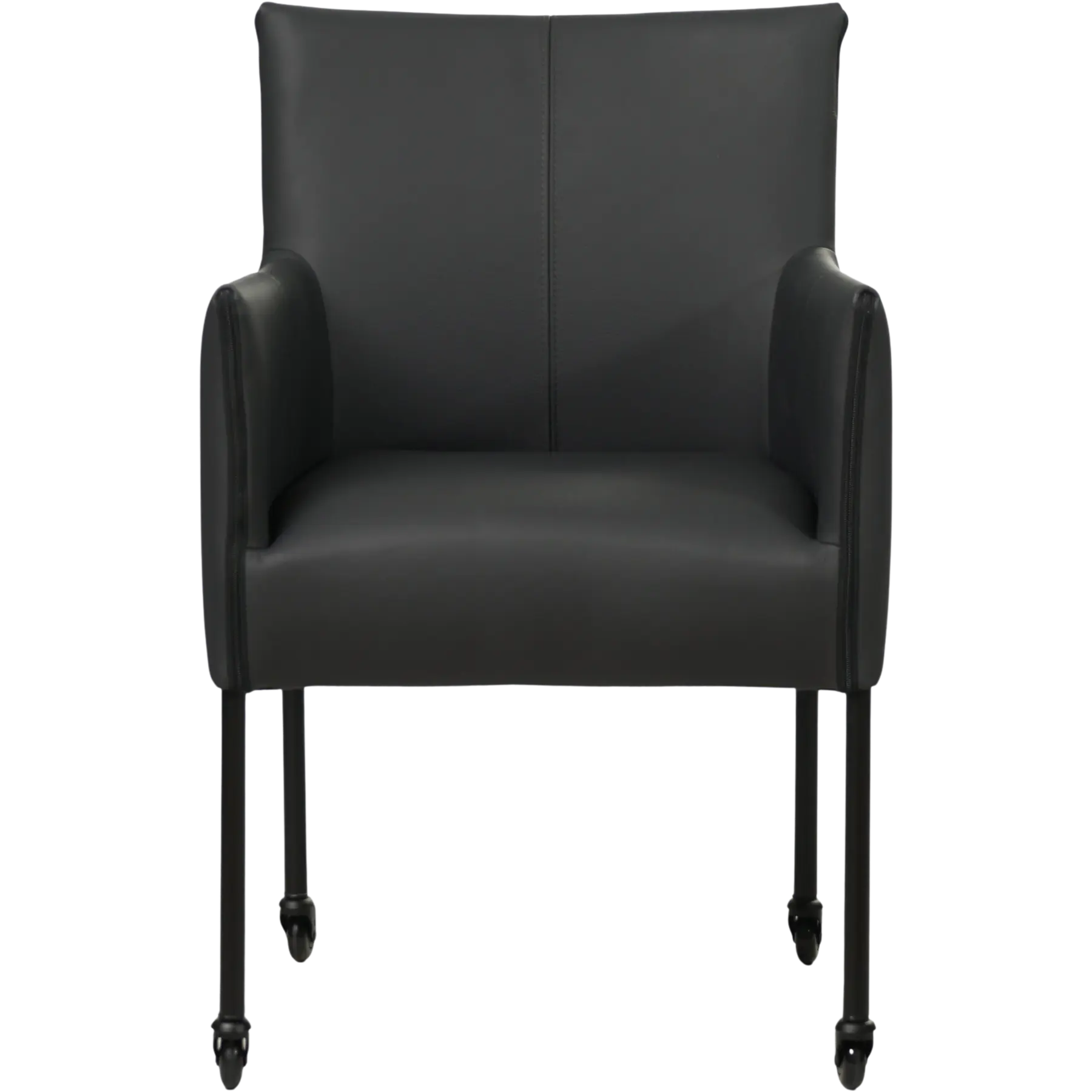 afbeelding van Set van 4 Leren eetkamerstoelen More - Toledo Pacific (donkerblauw) - Poten staal rond zwart