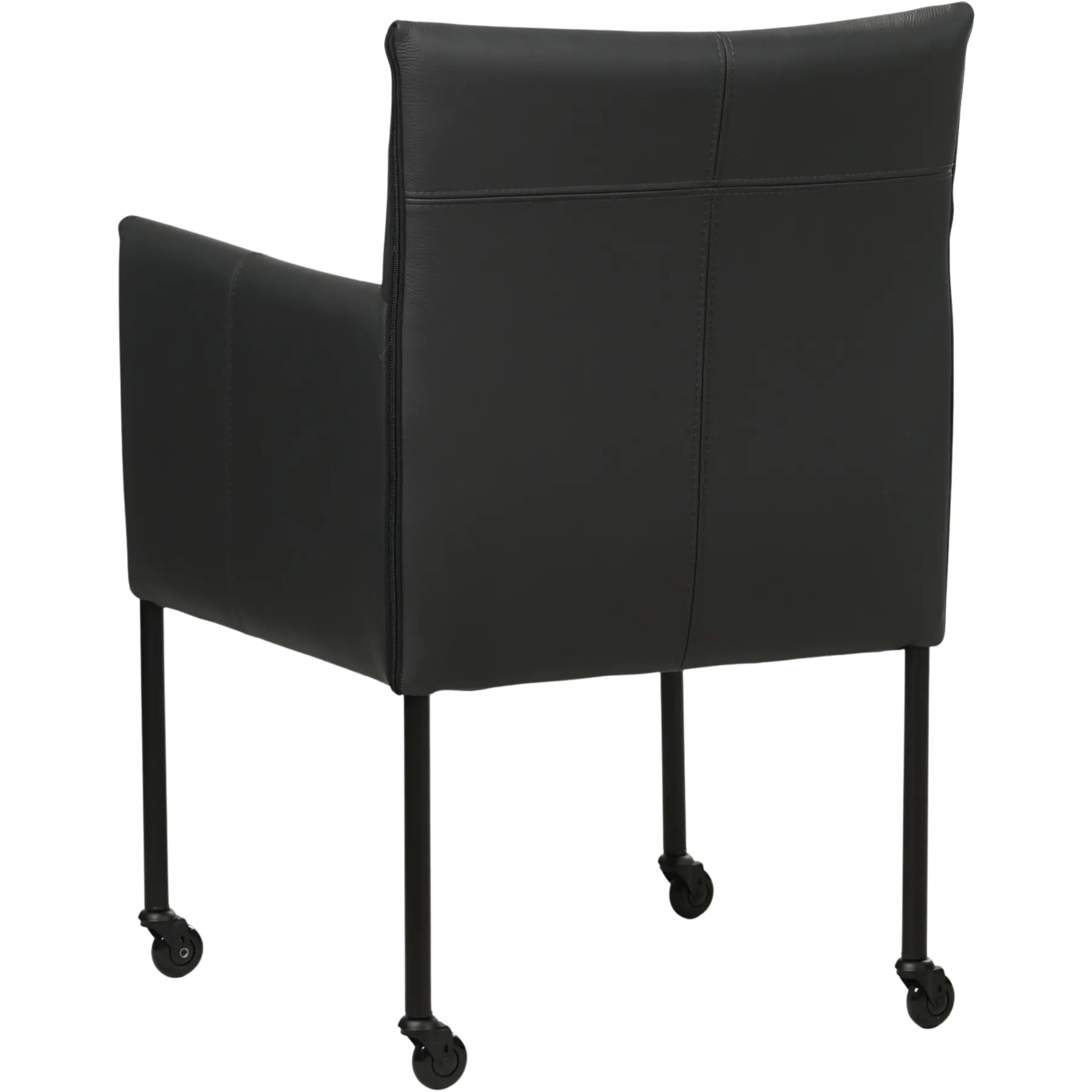 afbeelding van Set van 4 Leren eetkamerstoelen More - Toledo Pacific (donkerblauw) - Poten staal rond zwart