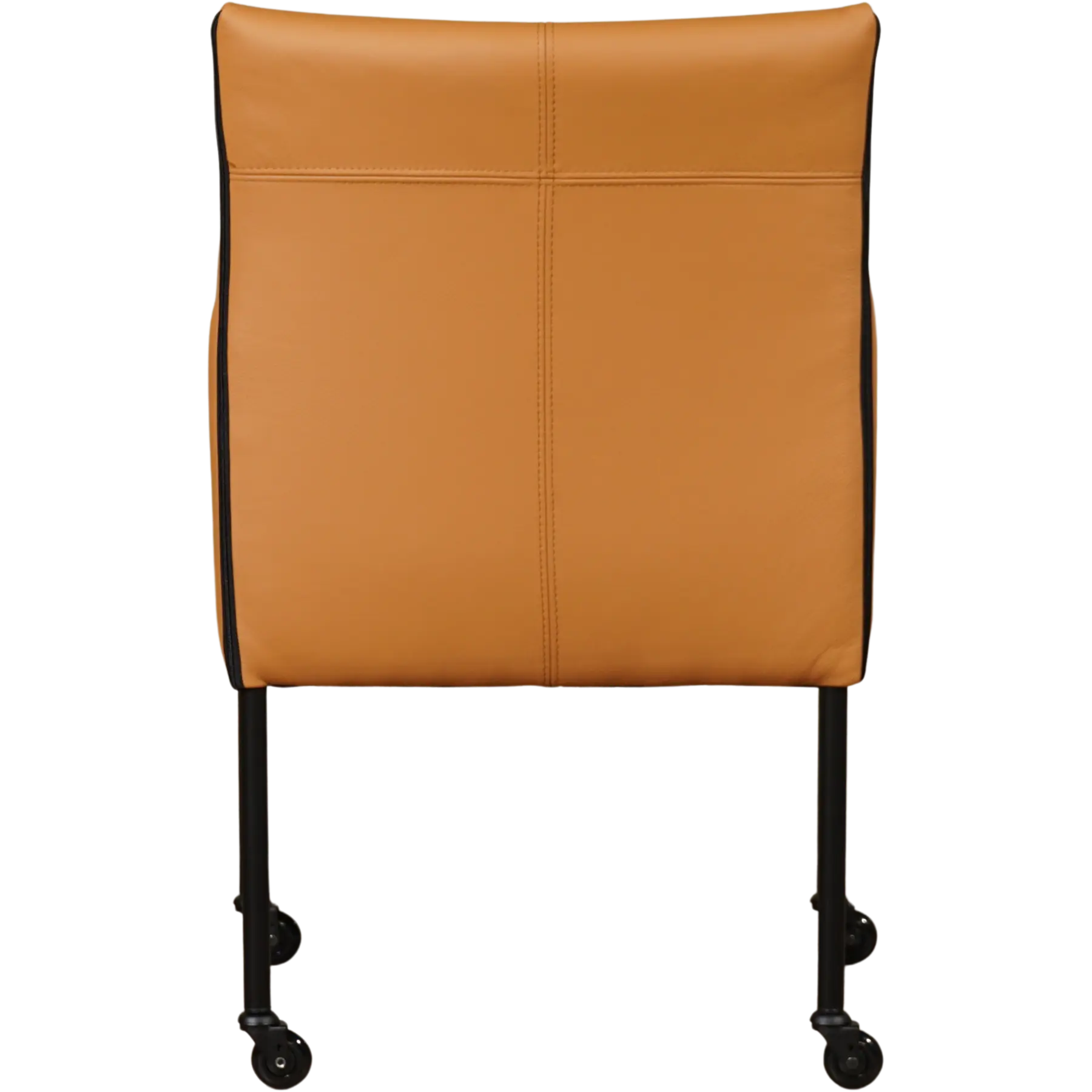 afbeelding van Set van 4 Leren eetkamerstoelen More - Toledo Sabbia (lichtcognac) - Poten staal rond zwart