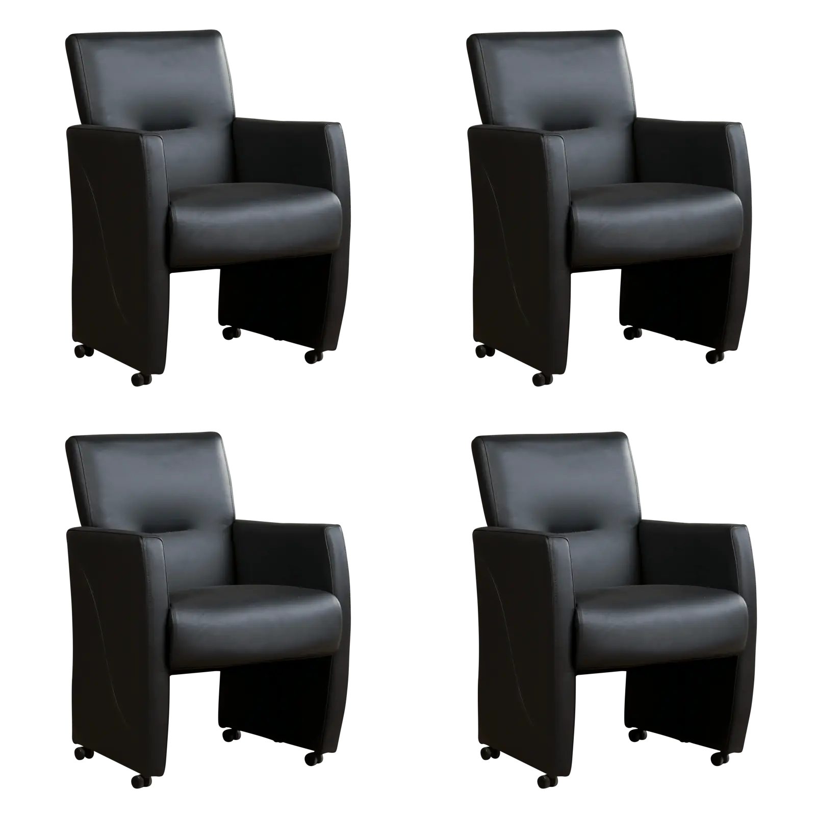 afbeelding van Set van 4 Leren eetkamerstoelen Pleasure - Toledo Pacific (donkerblauw) - Zonder handgreep