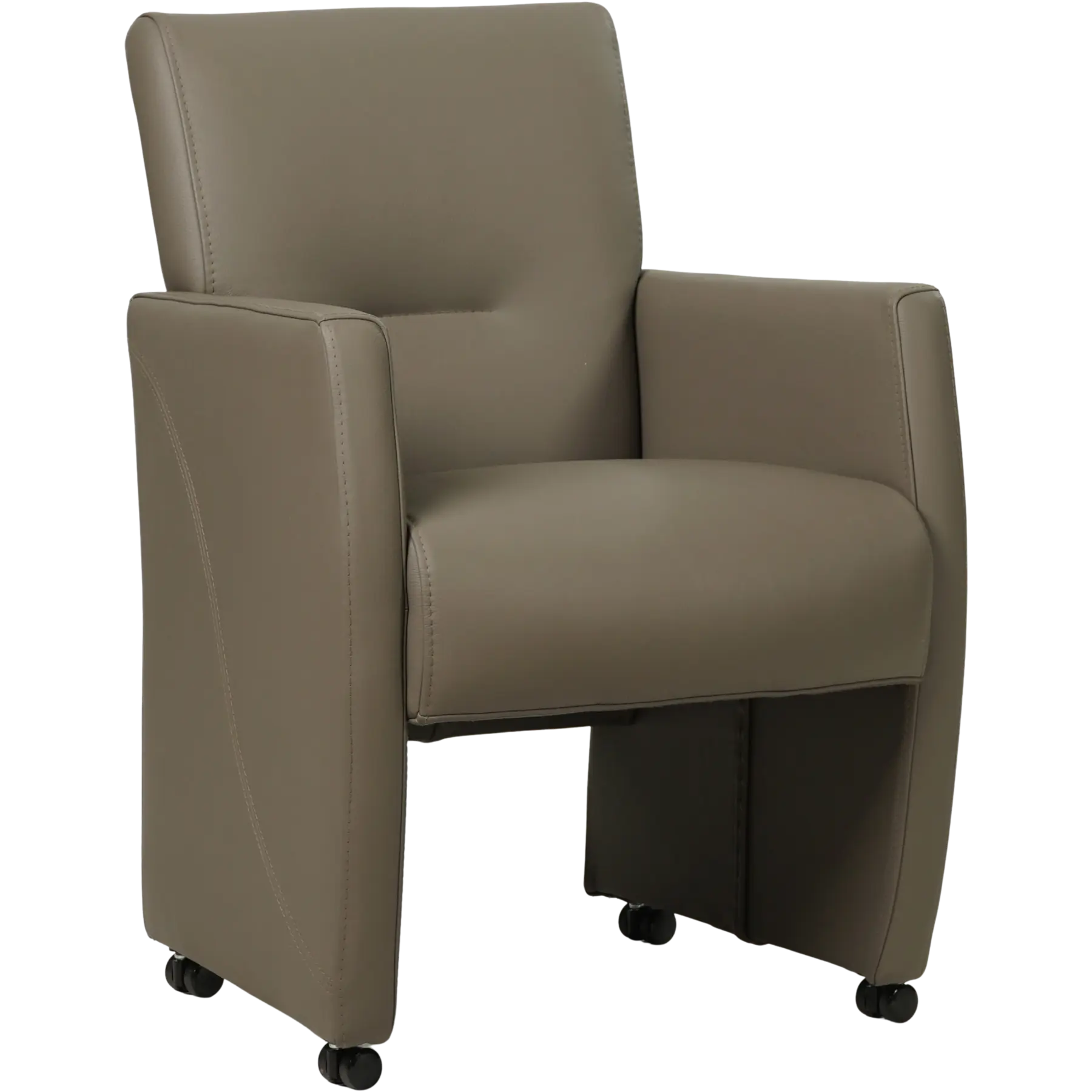 afbeelding van Set van 4 Leren eetkamerstoelen Pleasure - Toledo Smog (grijs) - Met handgreep RVS