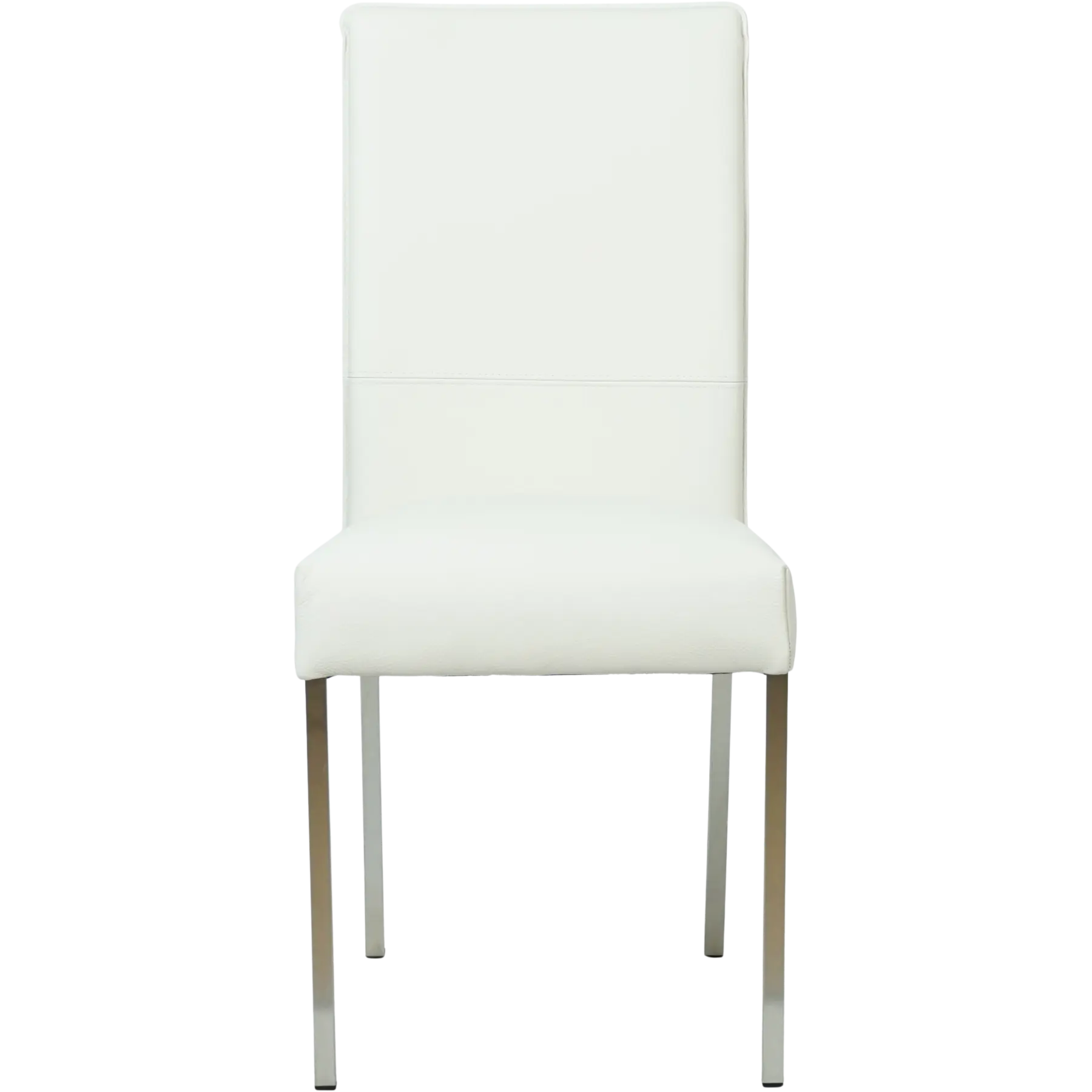 afbeelding van Set van 4 Leren eetkamerstoelen Real - Hermes Bianco (gebroken wit) - Poten staal vierkant RVS