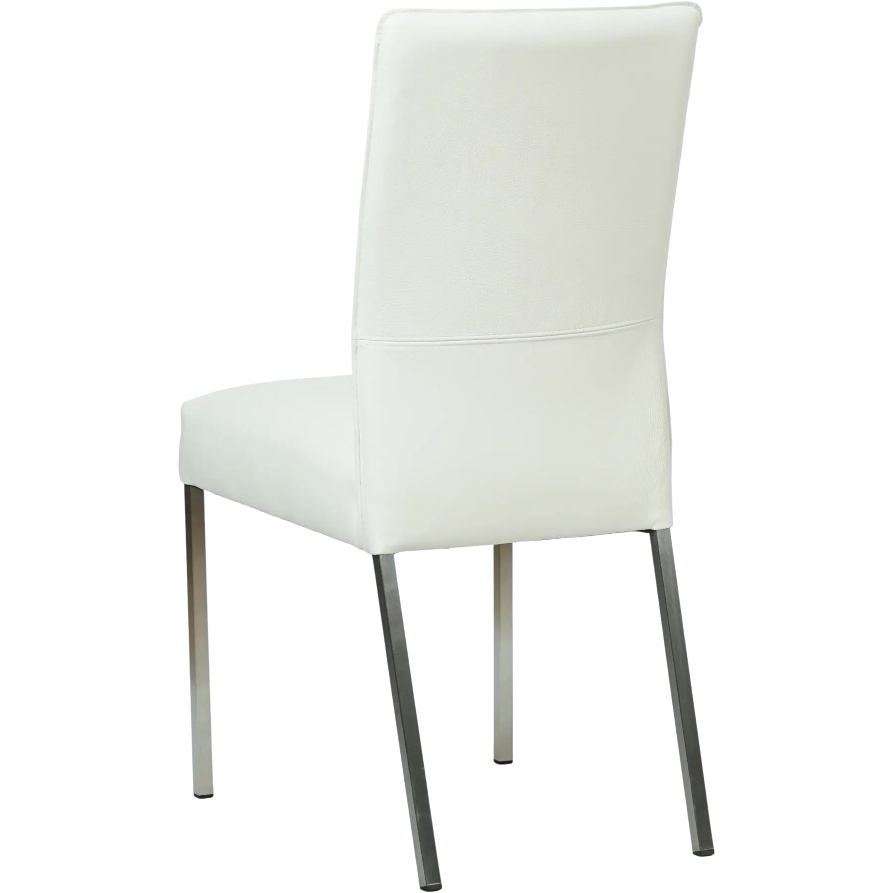 afbeelding van Set van 4 Leren eetkamerstoelen Real - Hermes Bianco (gebroken wit) - Poten staal vierkant RVS