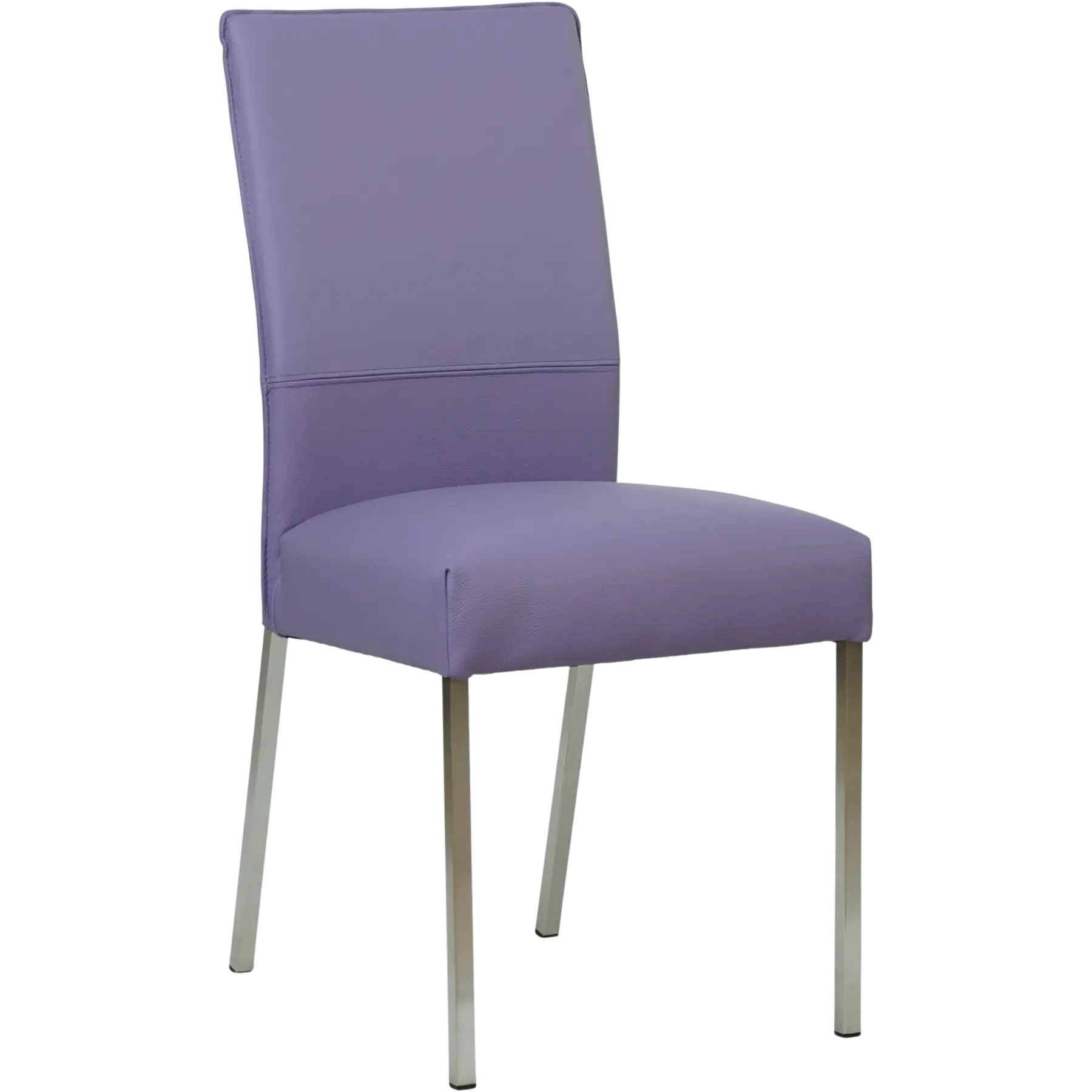 afbeelding van Set van 4 Leren eetkamerstoelen Real - Toledo Lila (lichtpaars) - Poten staal vierkant RVS