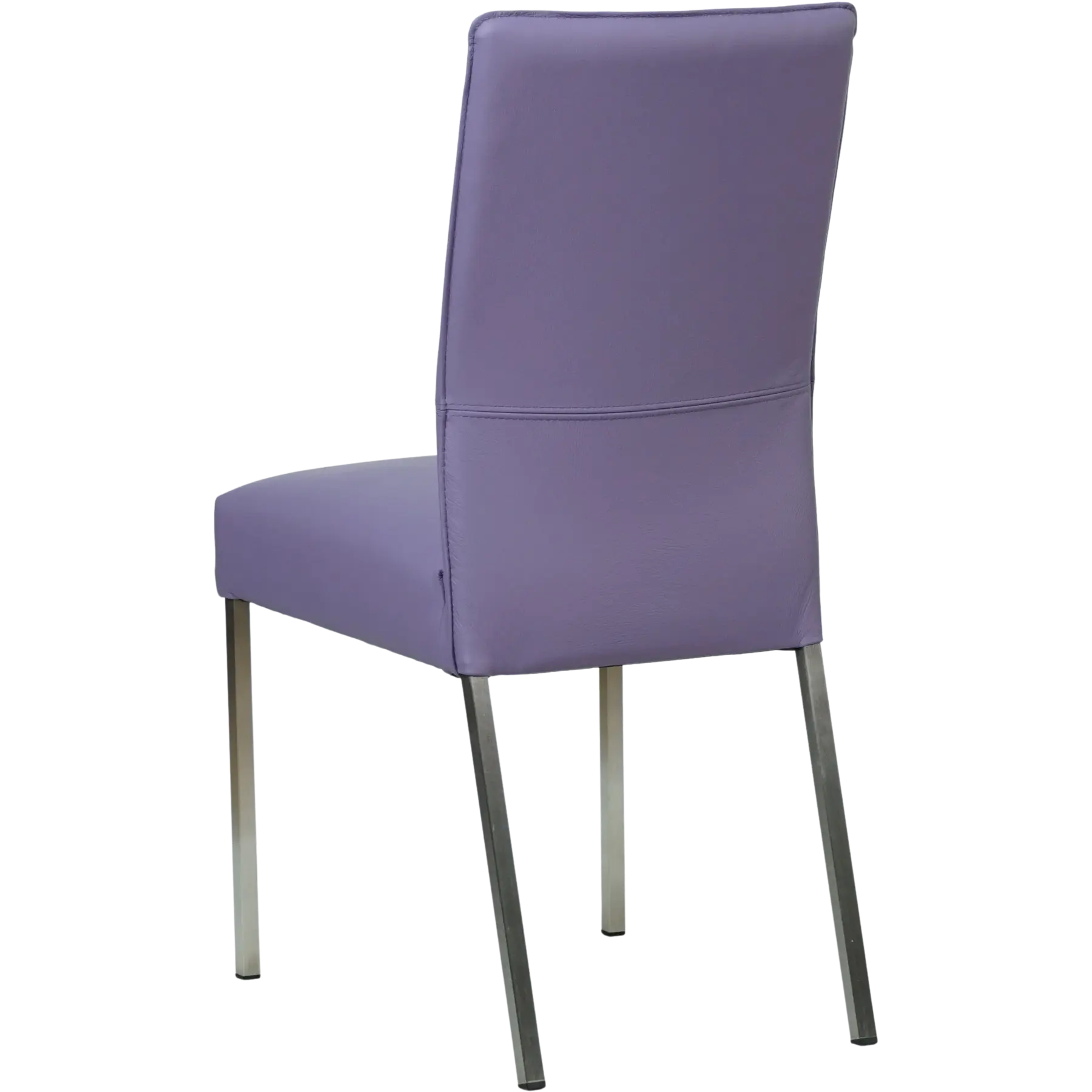 afbeelding van Set van 4 Leren eetkamerstoelen Real - Toledo Lila (lichtpaars) - Poten staal vierkant RVS