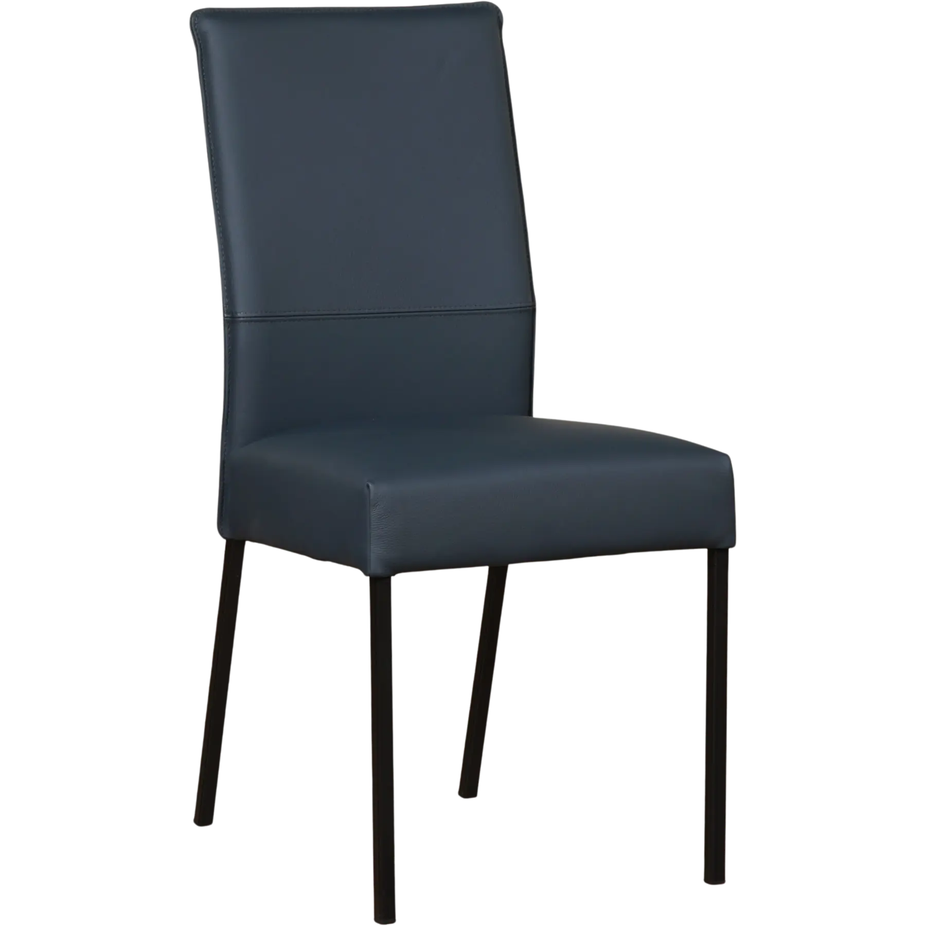 afbeelding van Set van 4 Leren eetkamerstoelen Real - Toledo Marine (blauw) - Poten staal vierkant zwart