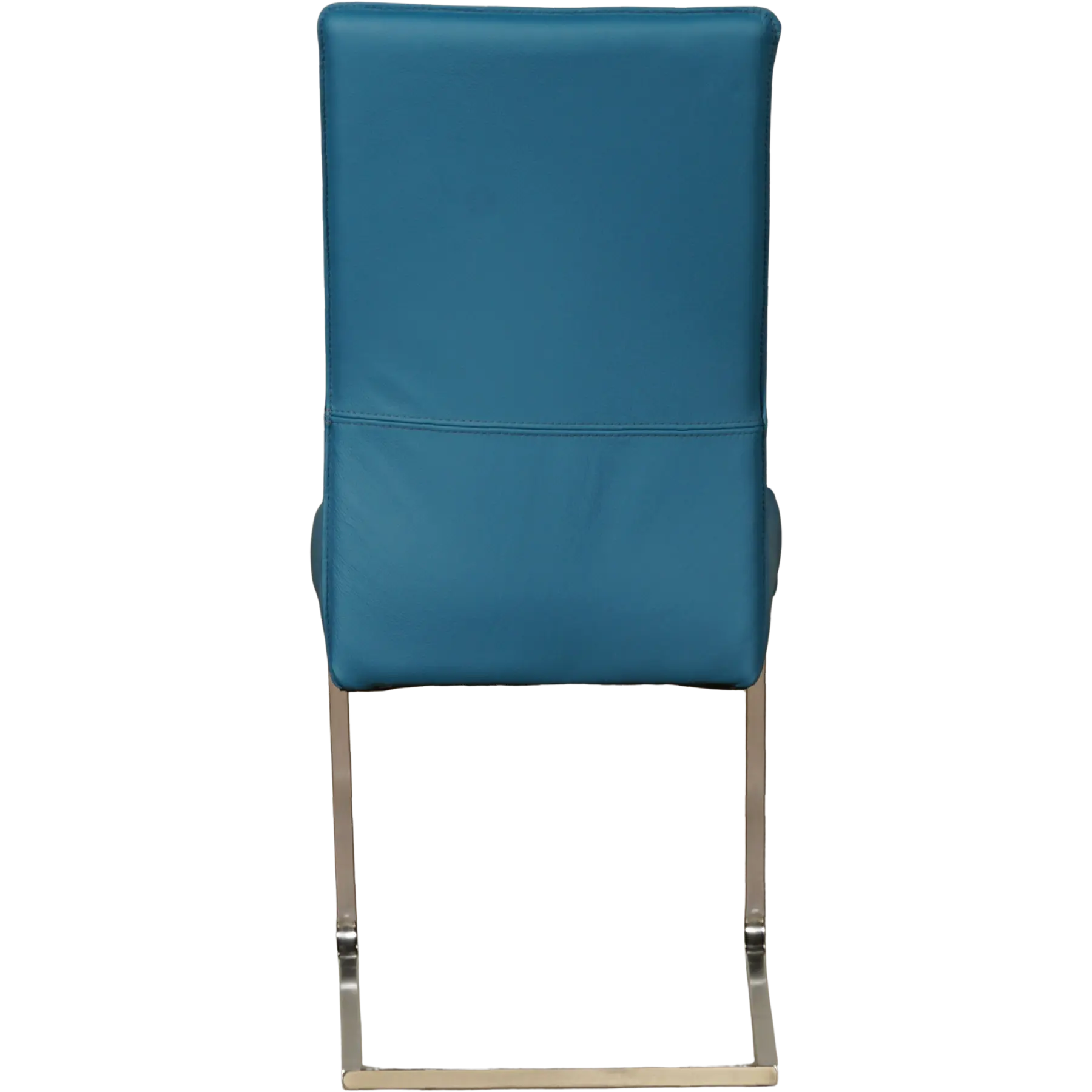 afbeelding van Set van 4 Leren eetkamerstoelen Remix - Toledo Turquoise (blauw) - Sledepoot staal vierkant RVS