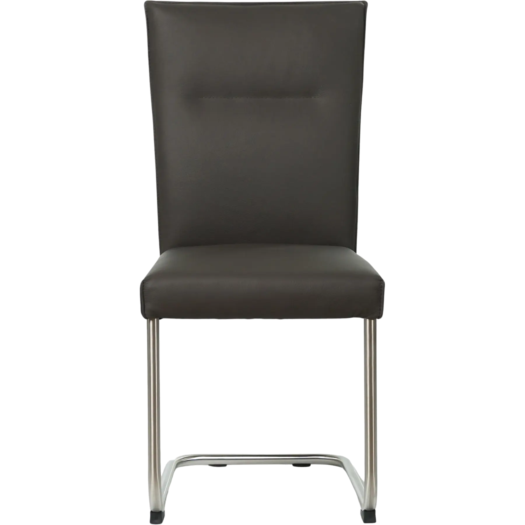 afbeelding van Set van 4 Leren eetkamerstoelen Retro - Toledo Caffe (donkerbruin) - Sledepoot staal rond RVS