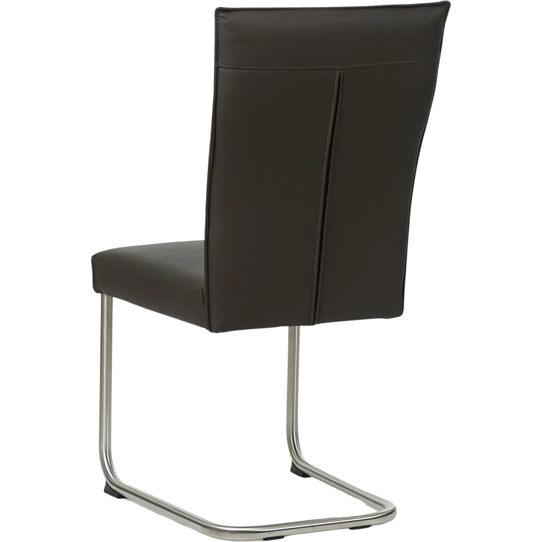 afbeelding van Set van 4 Leren eetkamerstoelen Retro - Toledo Caffe (donkerbruin) - Sledepoot staal rond RVS