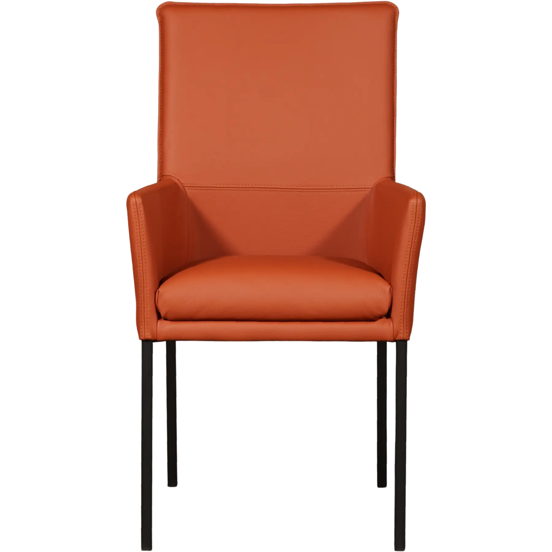 afbeelding van Set van 4 Leren eetkamerstoelen Royal - Toledo Cotto (cognac) - Poten staal vierkant zwart