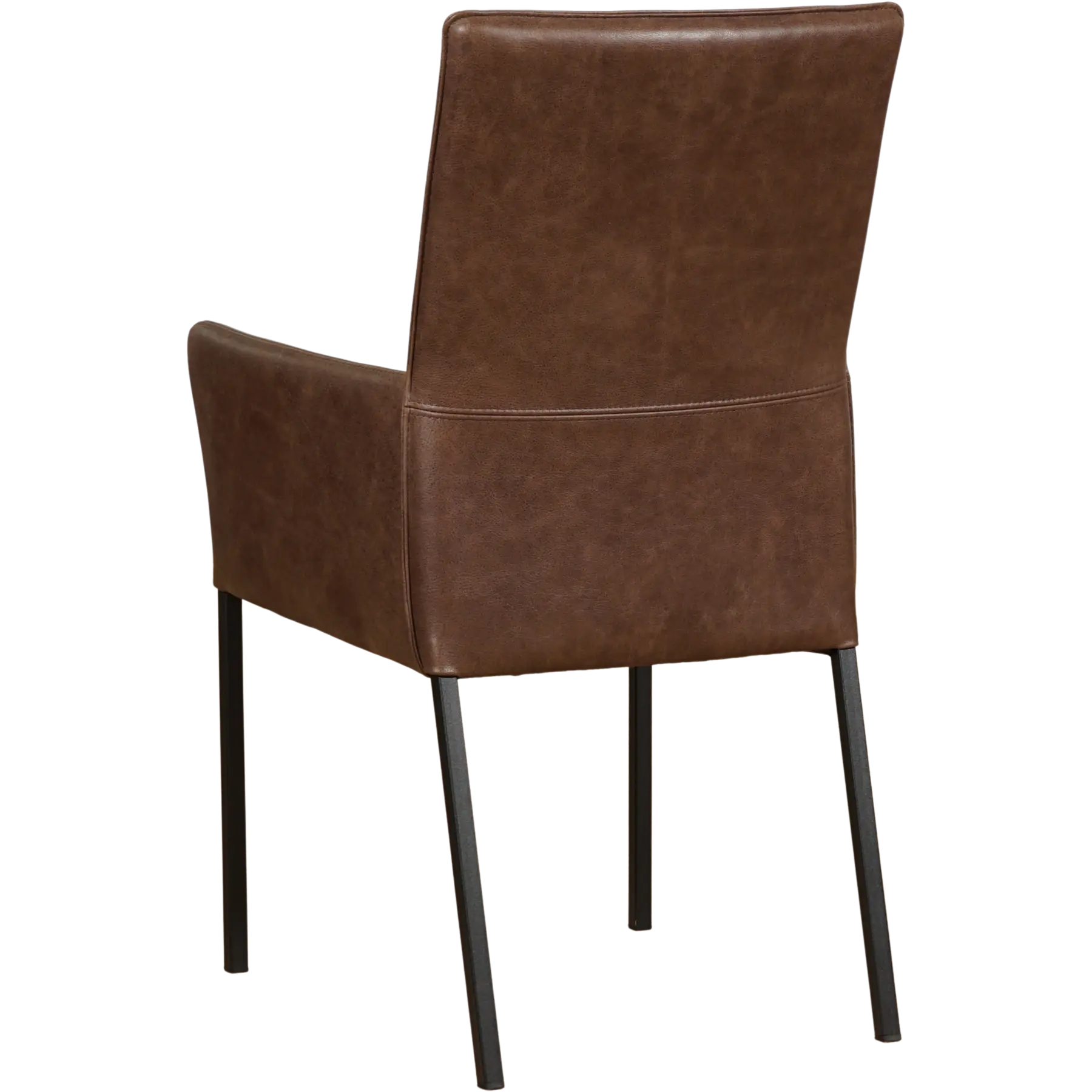 afbeelding van Set van 4 Leren eetkamerstoelen Royal - Vintage Brown (bruin) - Poten staal vierkant zwart