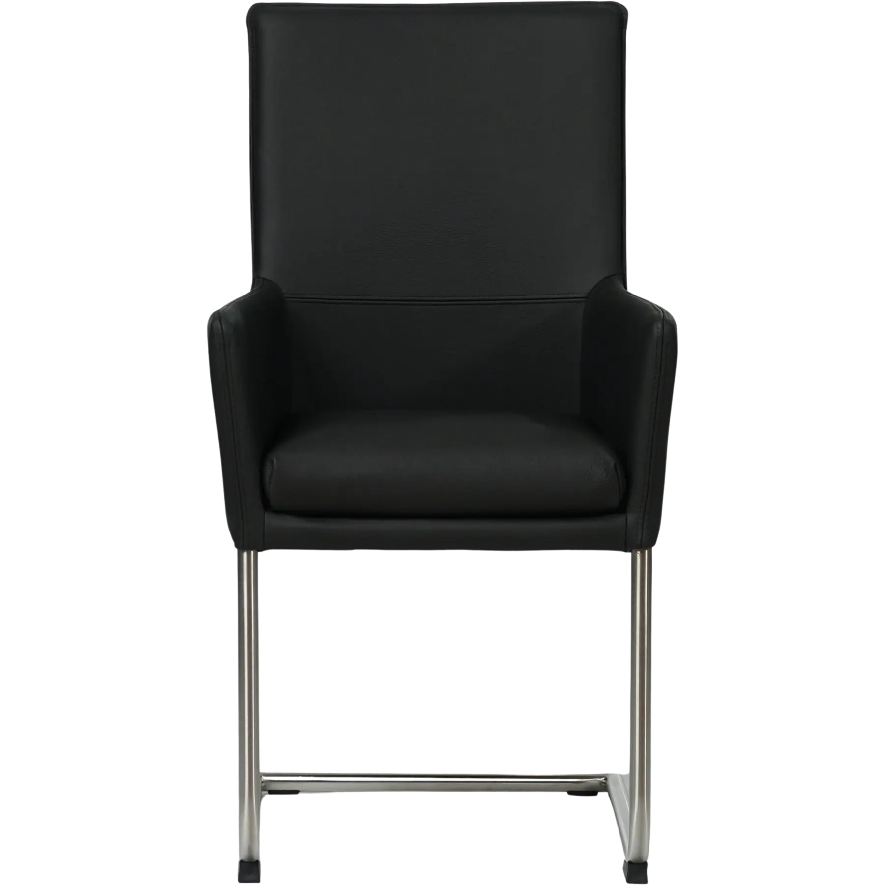 afbeelding van Set van 4 Leren eetkamerstoelen Rumor - Toledo Nero (zwart) - Sledepoot staal rond RVS