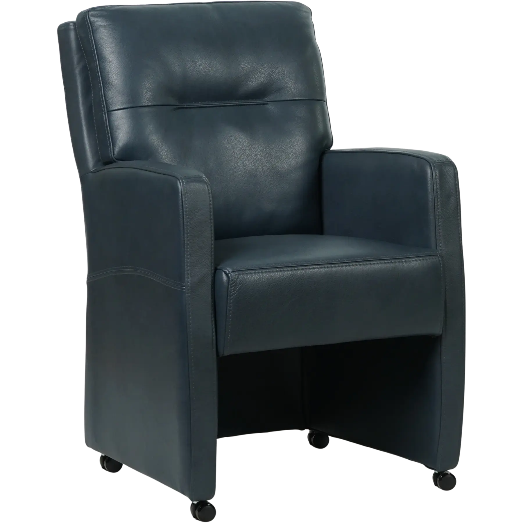 afbeelding van Set van 4 Leren eetkamerstoelen Sharp - Granada Blue (blauw) - Met handgreep RVS