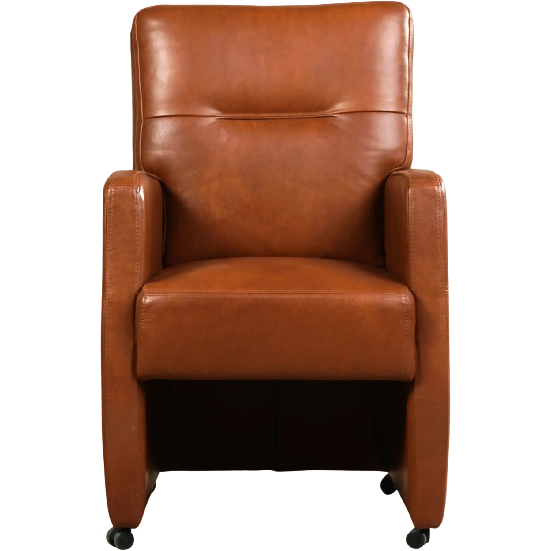 afbeelding van Set van 4 Leren eetkamerstoelen Sharp - Granada Savannah (cognac) - Met handgreep RVS