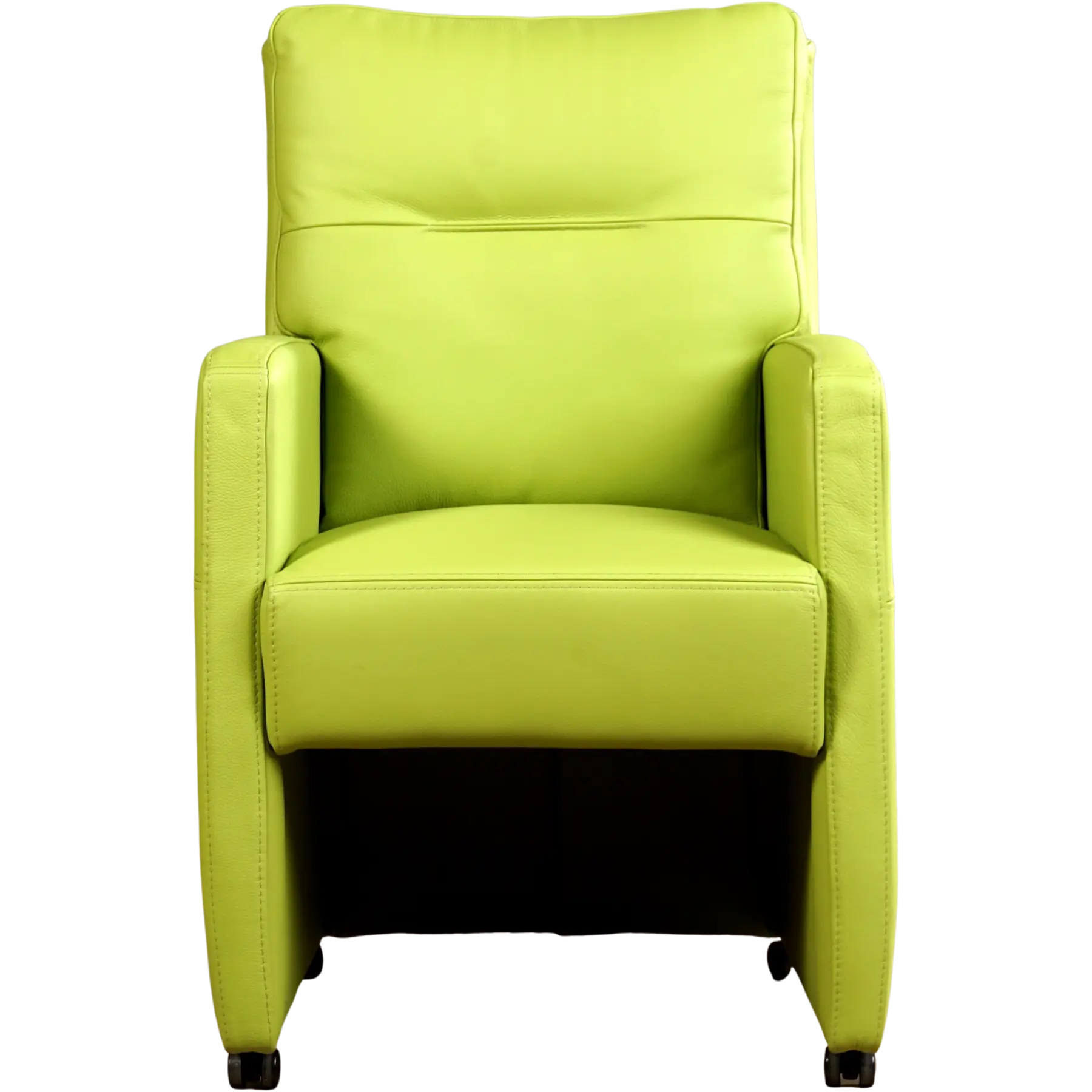 afbeelding van Set van 4 Leren eetkamerstoelen Sharp - Hermes Lime (felgroen) - Zonder handgreep