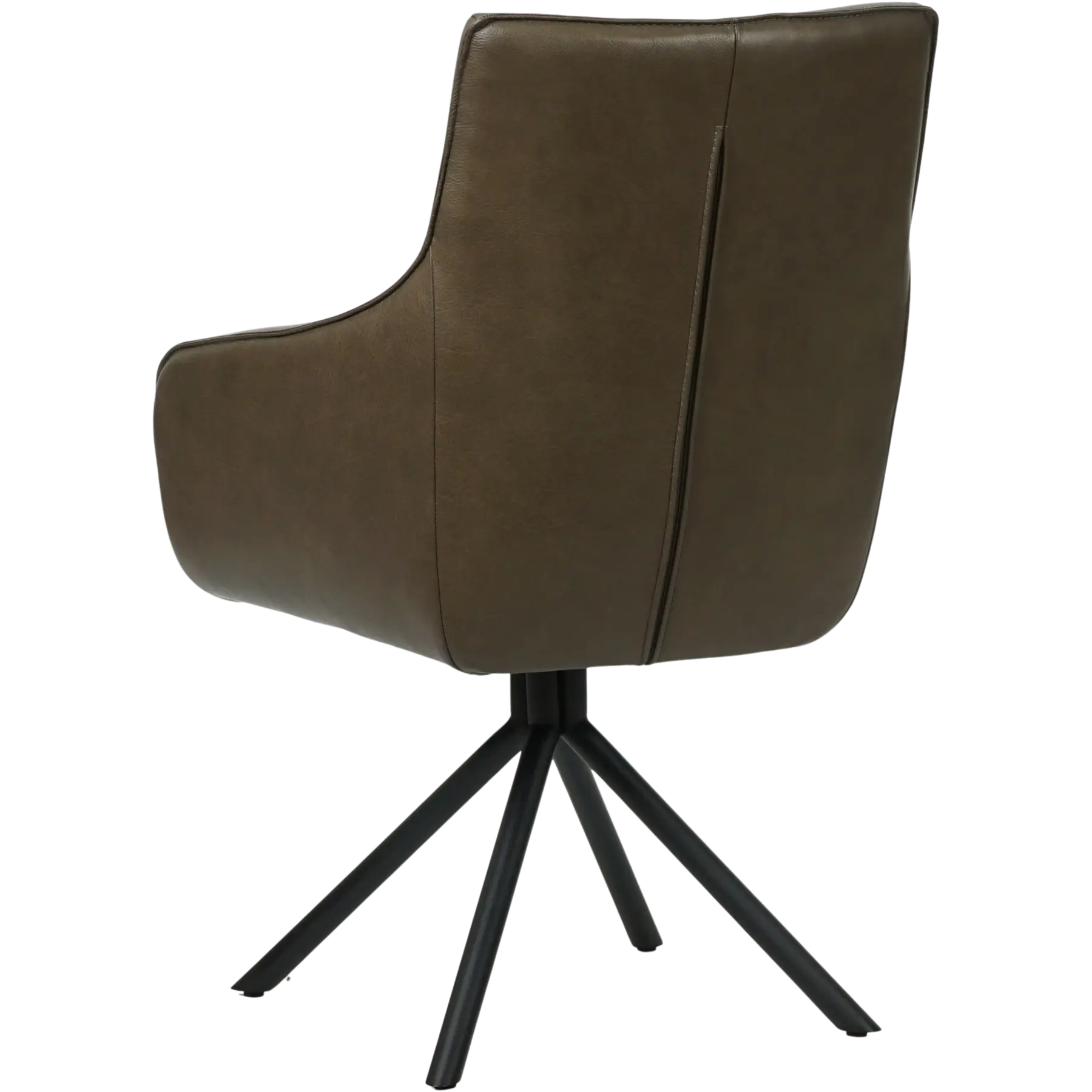 afbeelding van Set van 6 Leren draaibare eetkamerstoelen Fancy - Granada Ash (grijs/bruin) - Spinpoot staal rond zwart