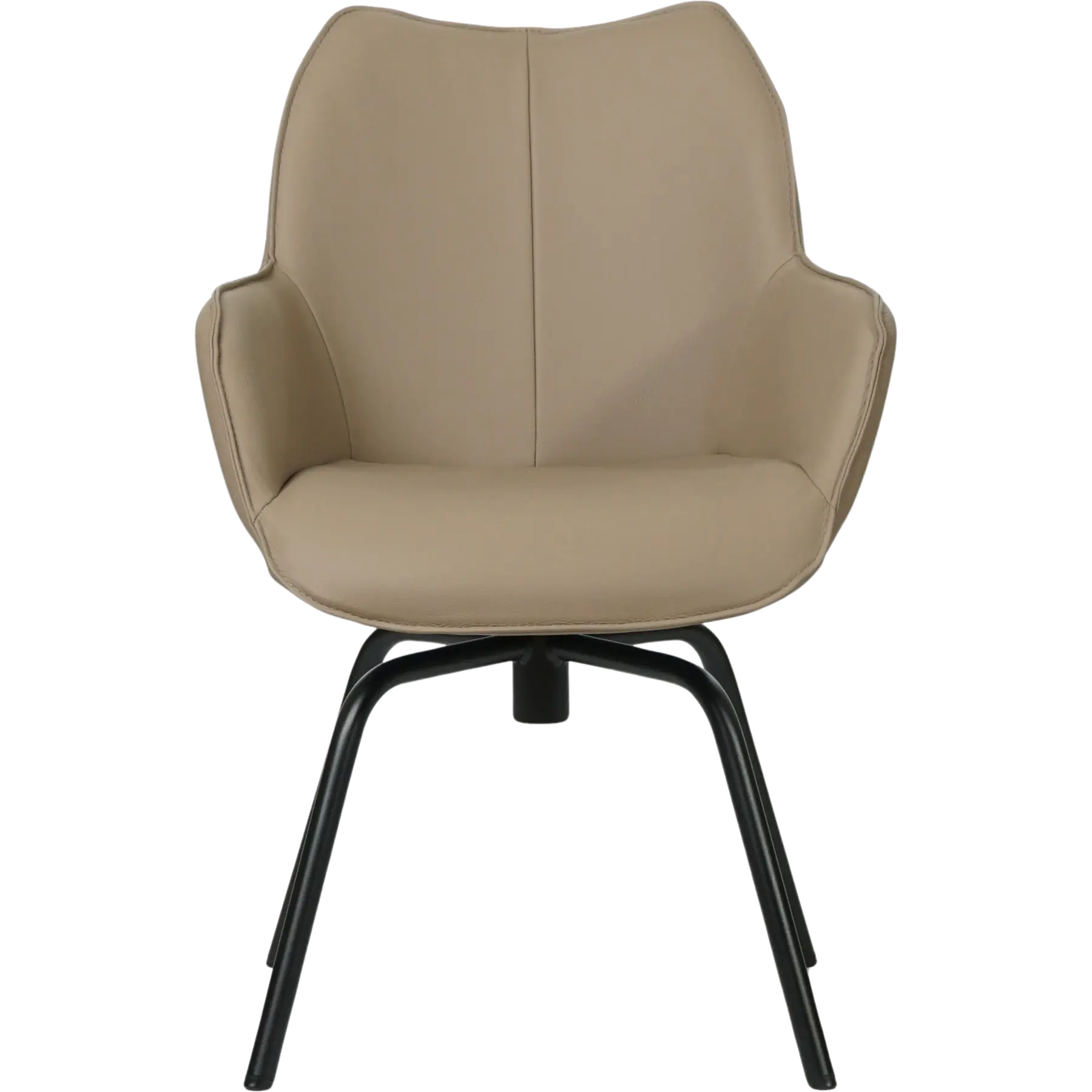 afbeelding van Set van 6 Leren draaibare eetkamerstoelen Magic - Toledo Khaki (taupe/bruin) - Spinpoot staal rond zwart