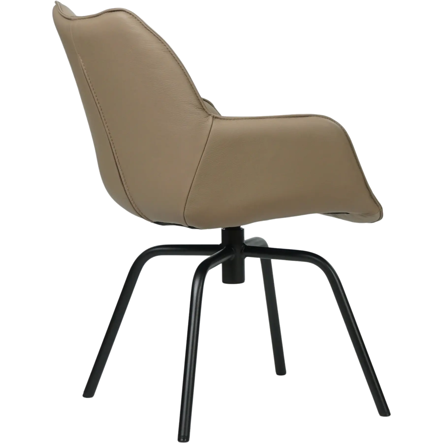 afbeelding van Set van 6 Leren draaibare eetkamerstoelen Magic - Toledo Khaki (taupe/bruin) - Spinpoot staal rond zwart