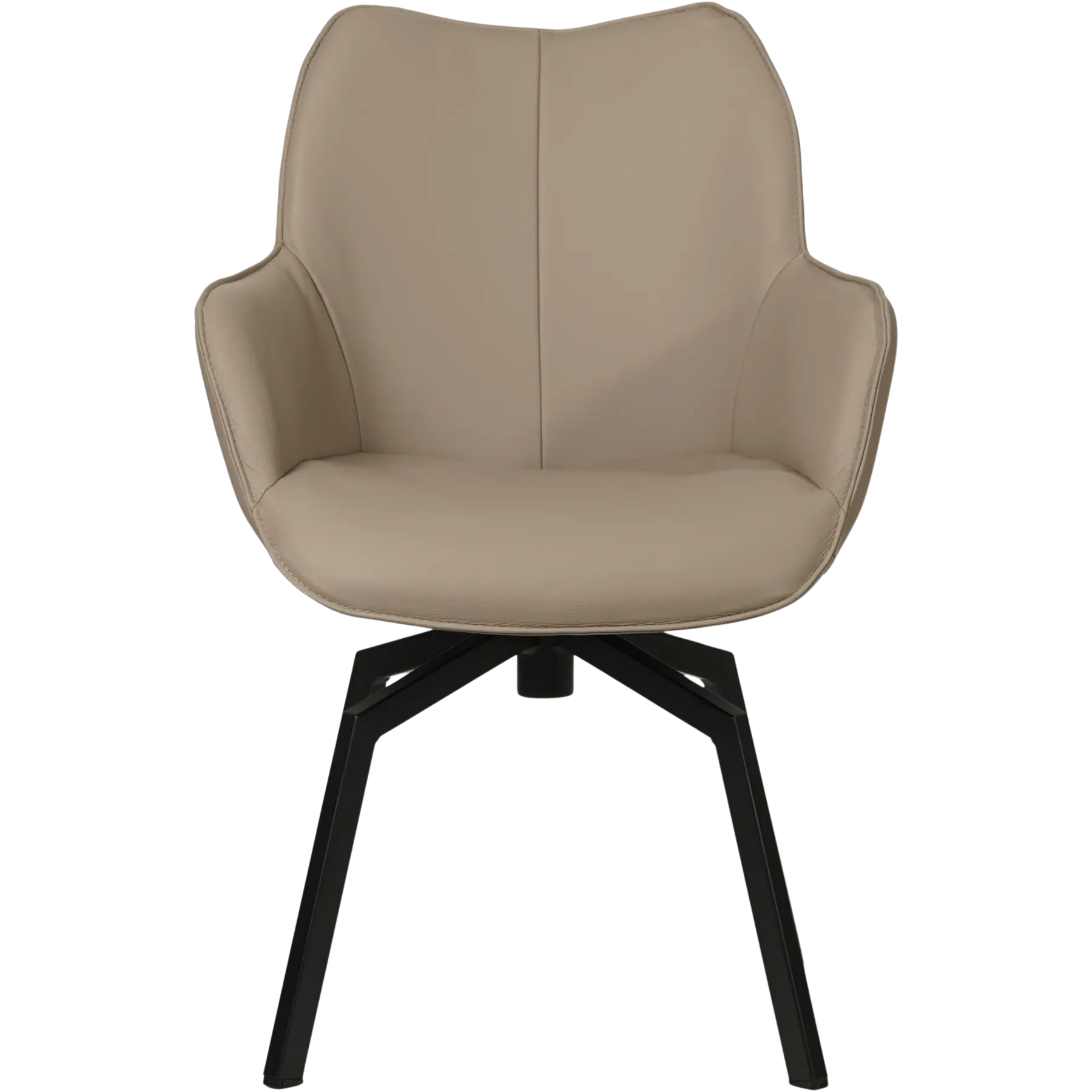 afbeelding van Set van 6 Leren draaibare eetkamerstoelen Magic - Toledo Khaki (taupe/bruin) - Spinpoot staal vierkant zwart