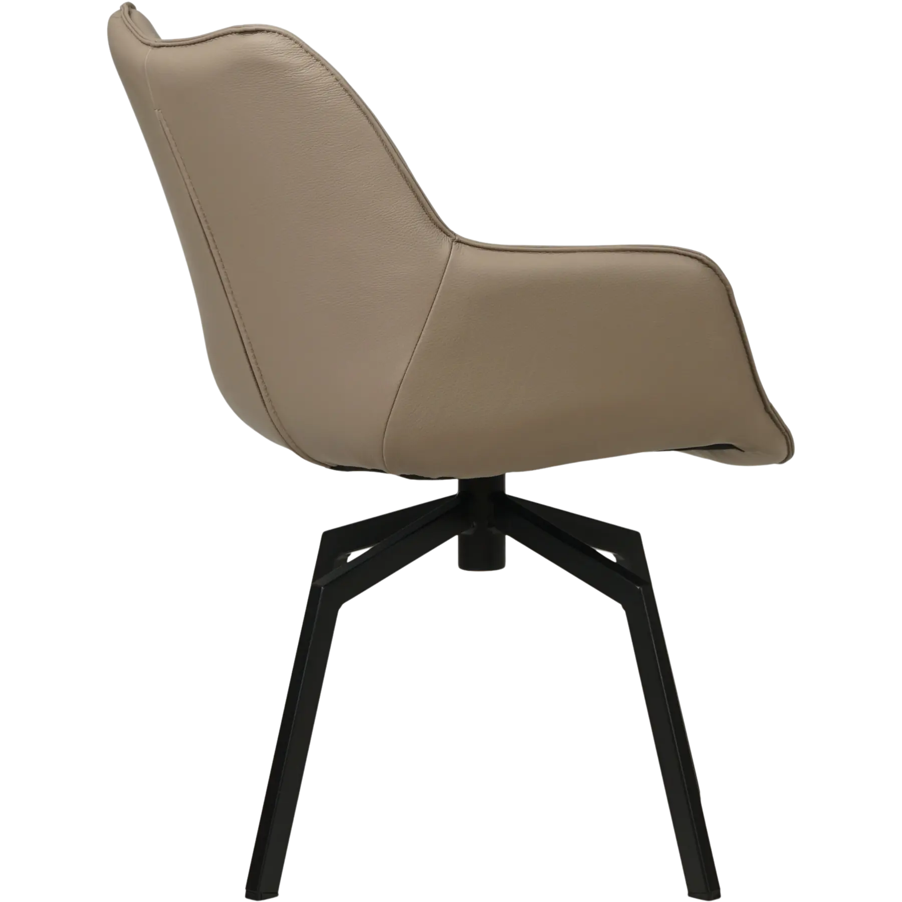 afbeelding van Set van 6 Leren draaibare eetkamerstoelen Magic - Toledo Khaki (taupe/bruin) - Spinpoot staal vierkant zwart