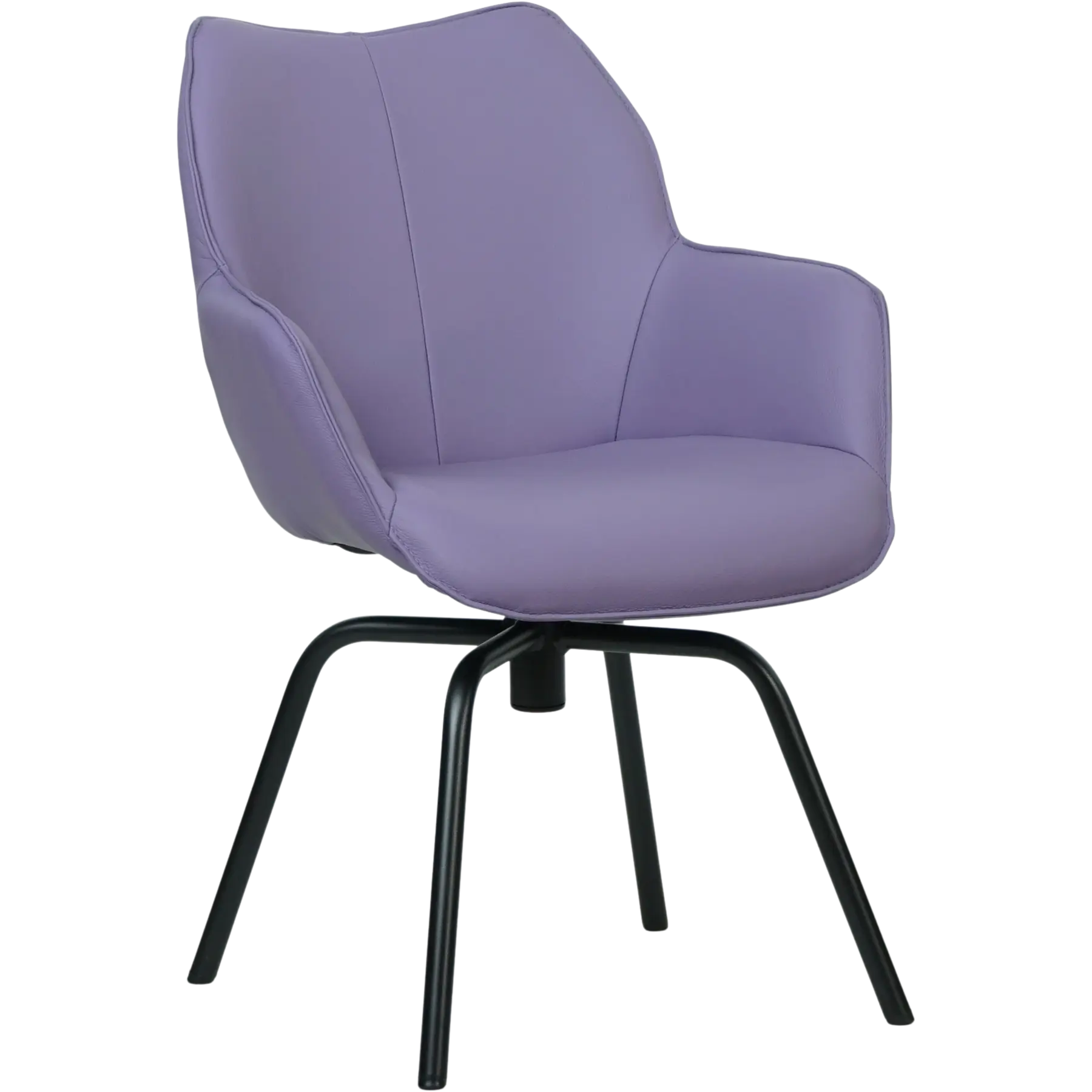 afbeelding van Set van 6 Leren draaibare eetkamerstoelen Magic - Toledo Lila (lichtpaars) - Spinpoot staal rond zwart