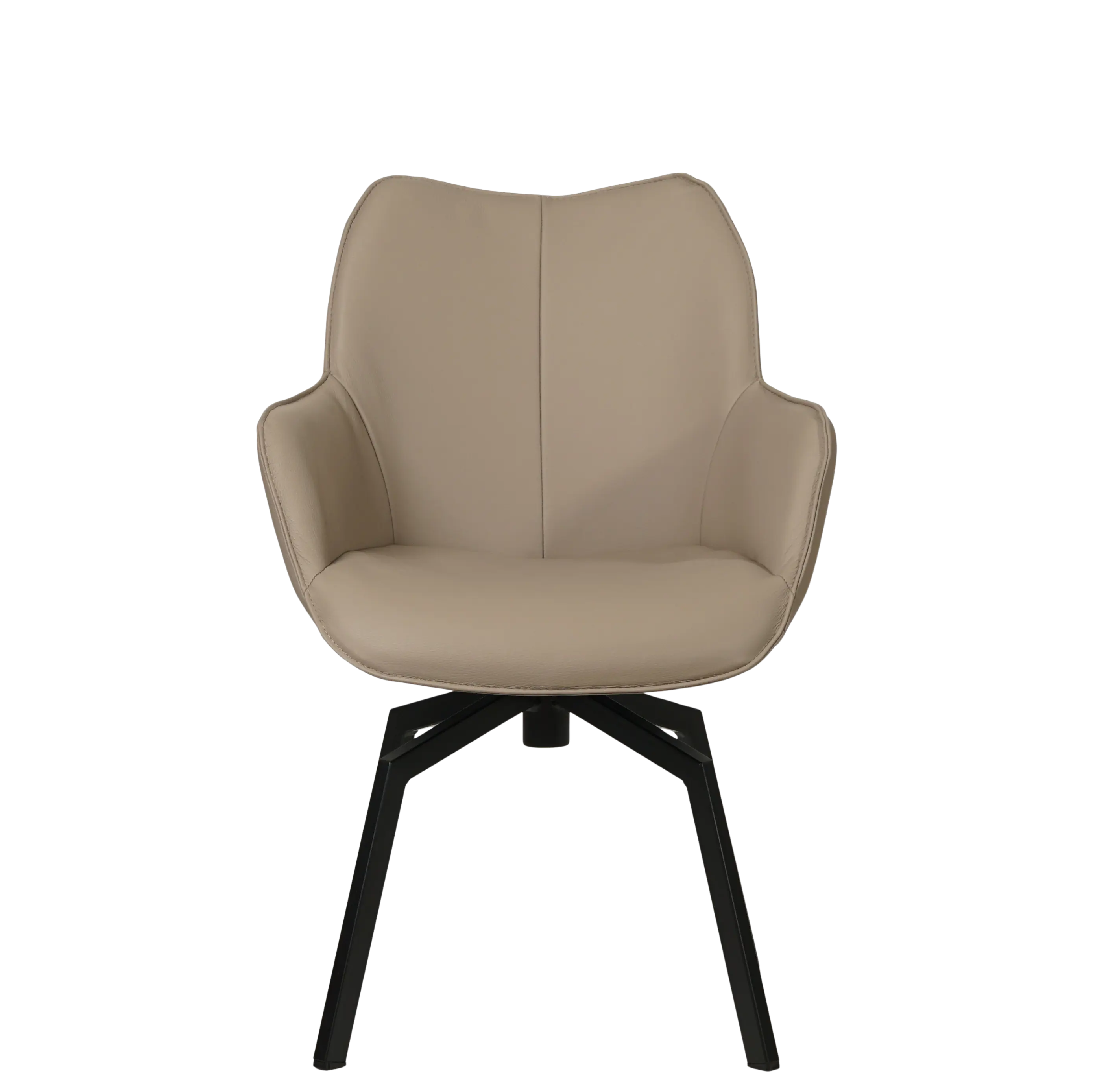 afbeelding van Set van 6 Leren draaibare eetkamerstoelen Magic - Toledo Mocca (taupe/bruin) - Spinpoot staal vierkant zwart