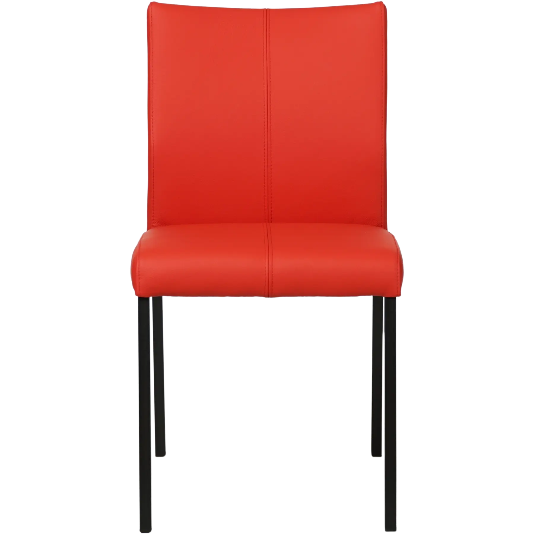 afbeelding van Set van 6 Leren eetkamerstoelen Basic - Toledo Ferrari (felrood) - Poten staal vierkant zwart