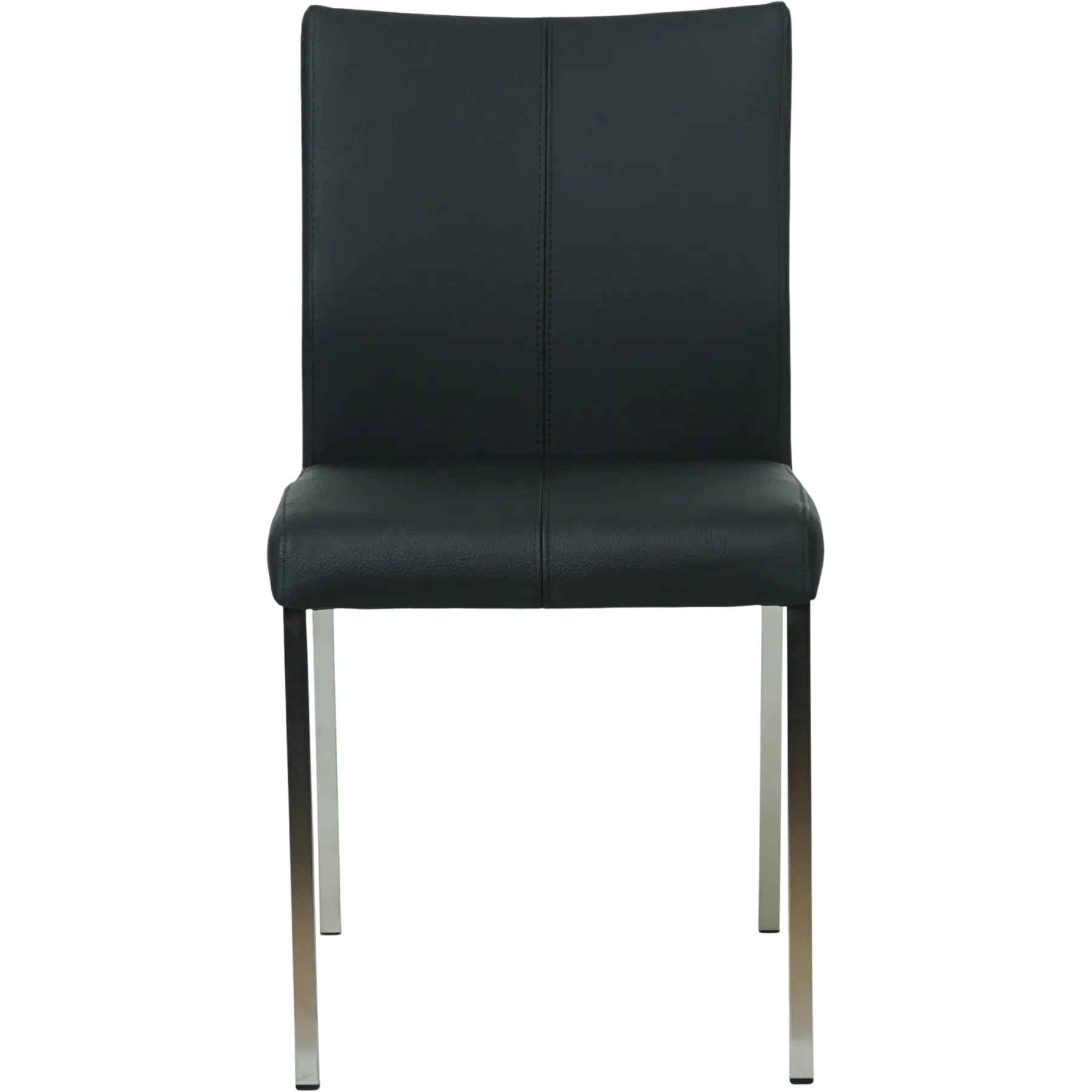 afbeelding van Set van 6 Leren eetkamerstoelen Basic - Toledo Nero (zwart) - Poten staal vierkant RVS