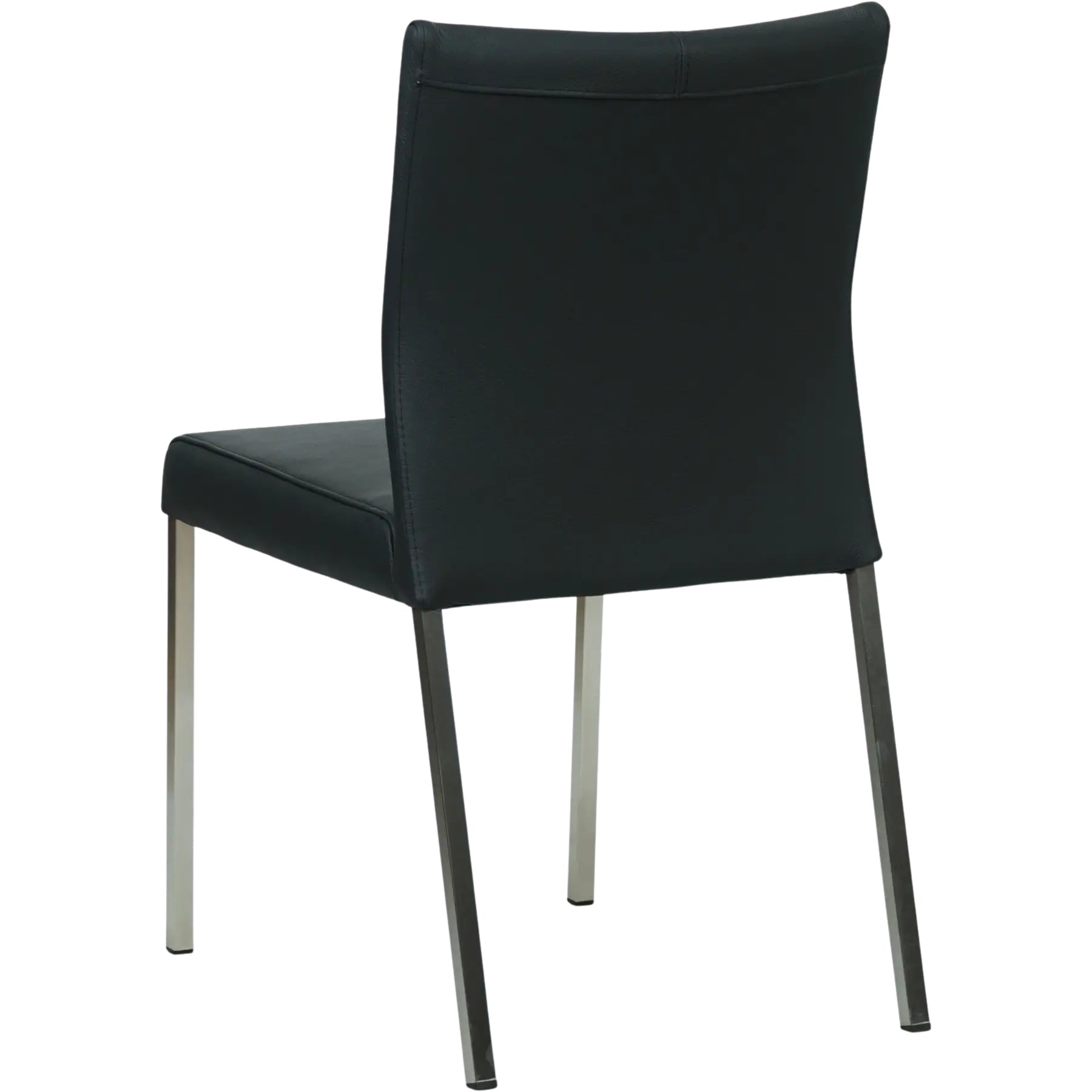 afbeelding van Set van 6 Leren eetkamerstoelen Basic - Toledo Nero (zwart) - Poten staal vierkant RVS