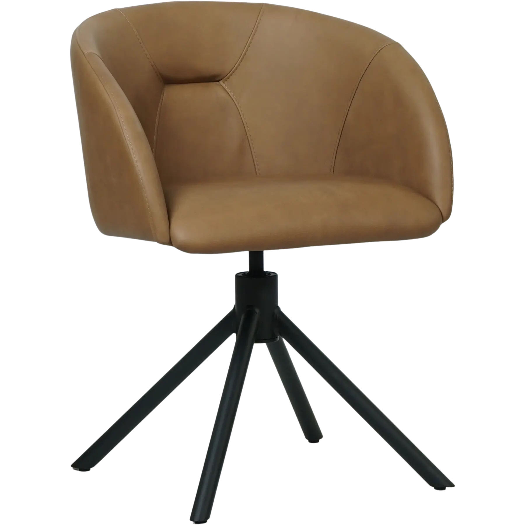 afbeelding van Set van 6 Leren eetkamerstoelen Charm - Rancho Clay (bruin) - Spinpoot staal rond zwart