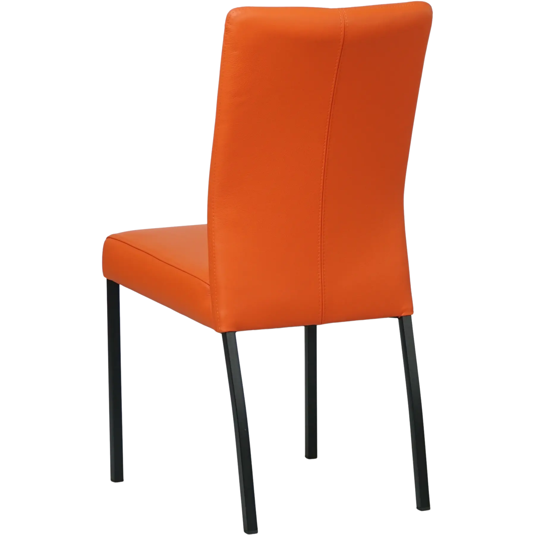 afbeelding van Set van 6 Leren eetkamerstoelen Comfort - Toledo Orange (oranje) - Poten staal vierkant zwart