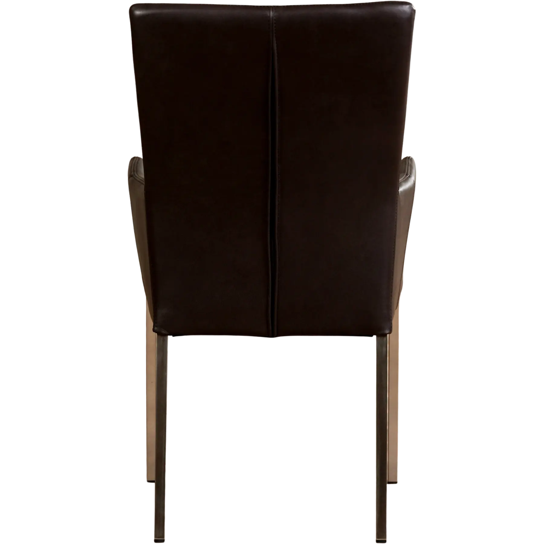 afbeelding van Set van 6 Leren eetkamerstoelen Daily met armleuning - Granada Ebony (donkerbruin) - Poten staal vierkant RVS