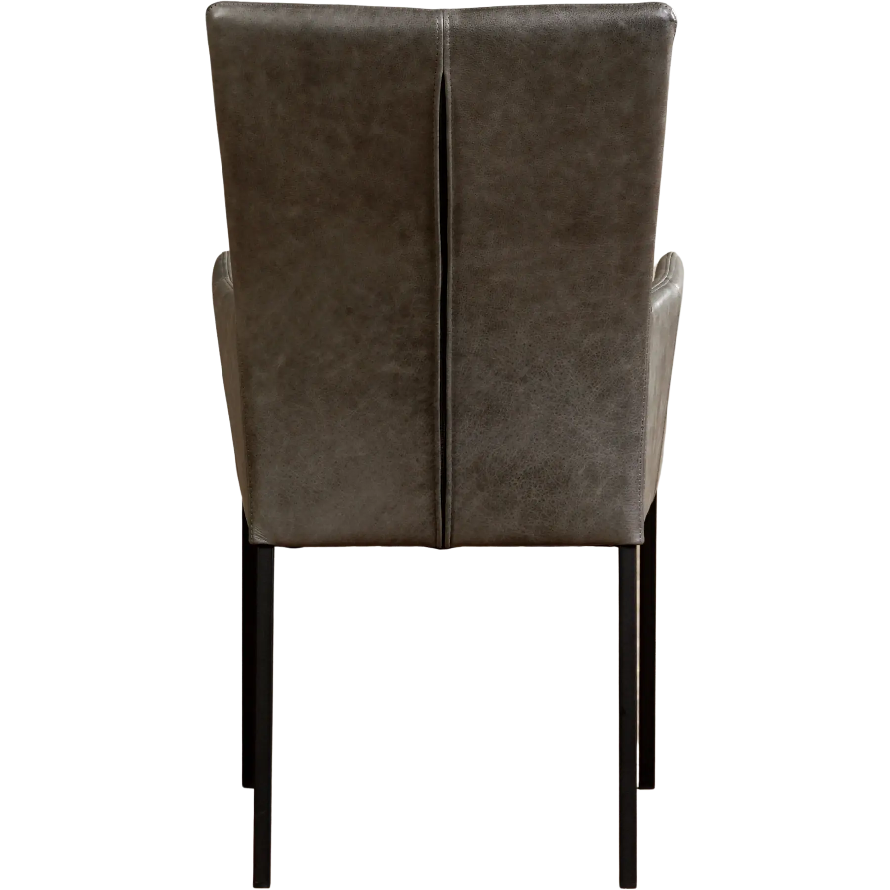 afbeelding van Set van 6 Leren eetkamerstoelen Daily met armleuning - Vintage Grey (grijs) - Poten staal vierkant zwart