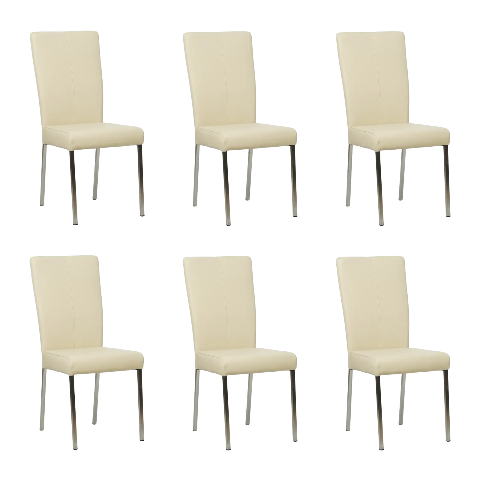 afbeelding van Set van 6 Leren eetkamerstoelen Daily - Toledo Polar (crème) - Poten staal vierkant RVS
