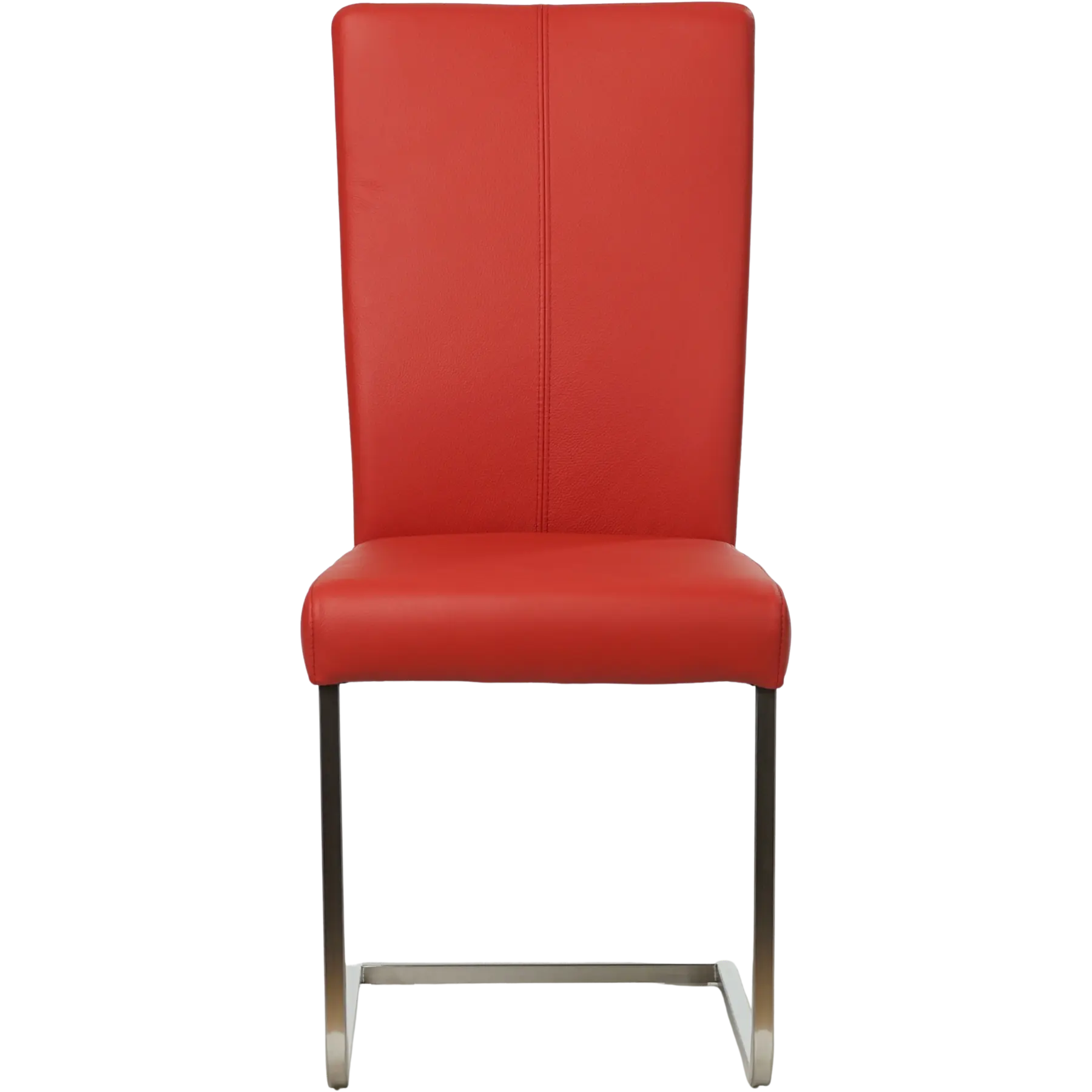 afbeelding van Set van 6 Leren eetkamerstoelen Dare - Toledo Ducati (rood) - Sledepoot staal vierkant RVS